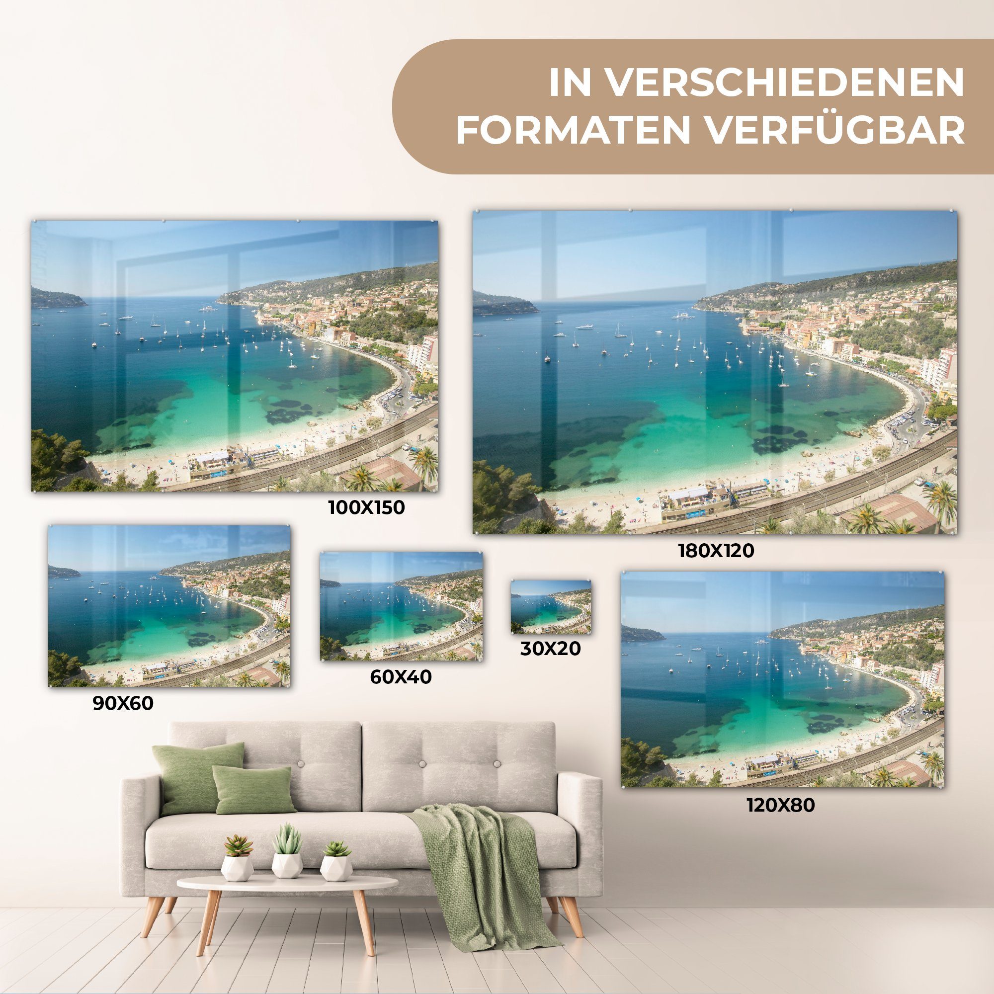 Acrylglasbilder Nizza, - St), MuchoWow Strand & Meeresküste Schlafzimmer - Acrylglasbild Wohnzimmer (1
