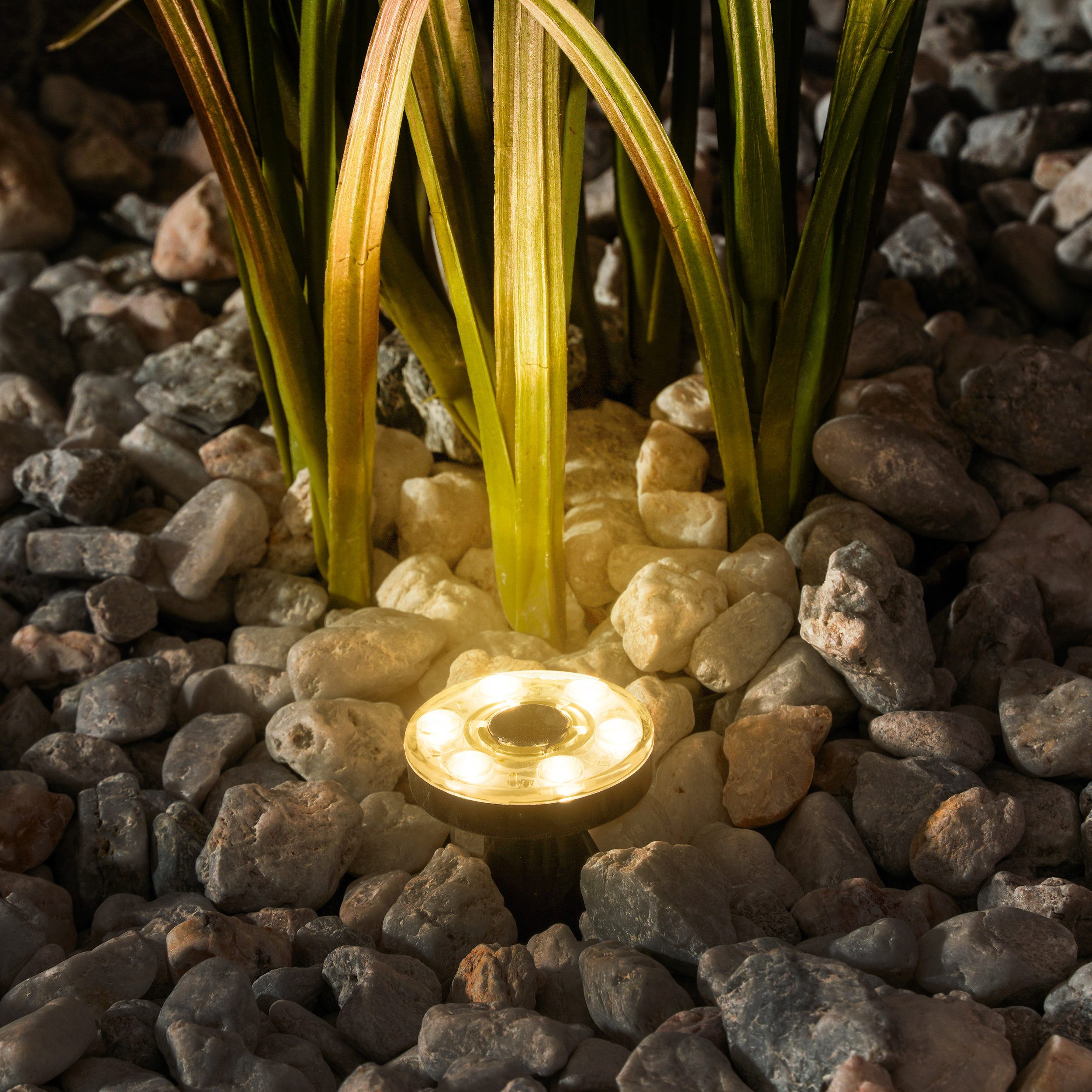 esotec Gartenstrahler Solar Über- und Unterwasserstrahler, 3 Spots 3000K warmweiß 101401, LED fest integriert