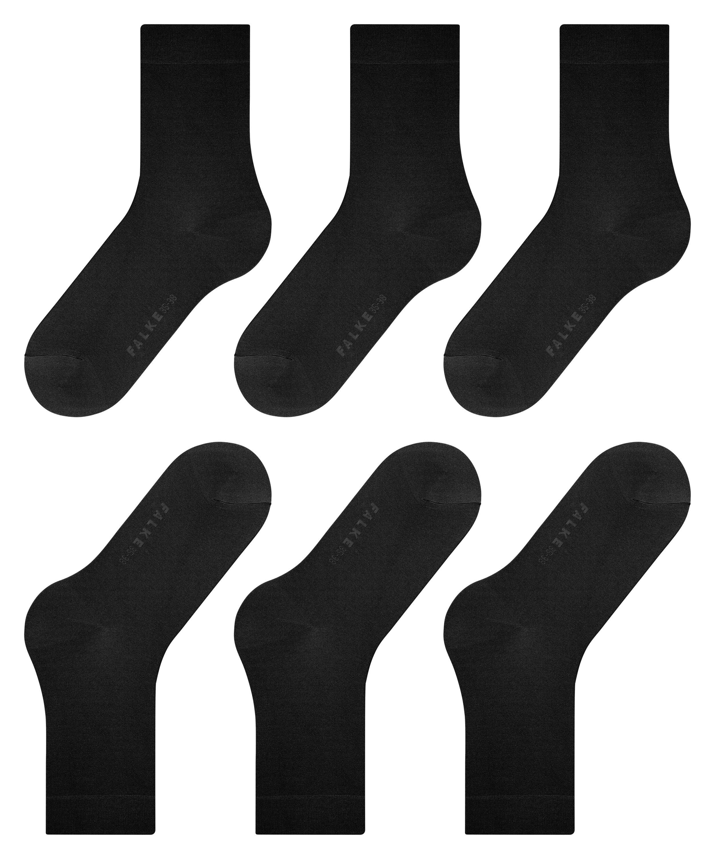 FALKE (3000) black Cotton (3-Paar) 3-Pack Socken Touch