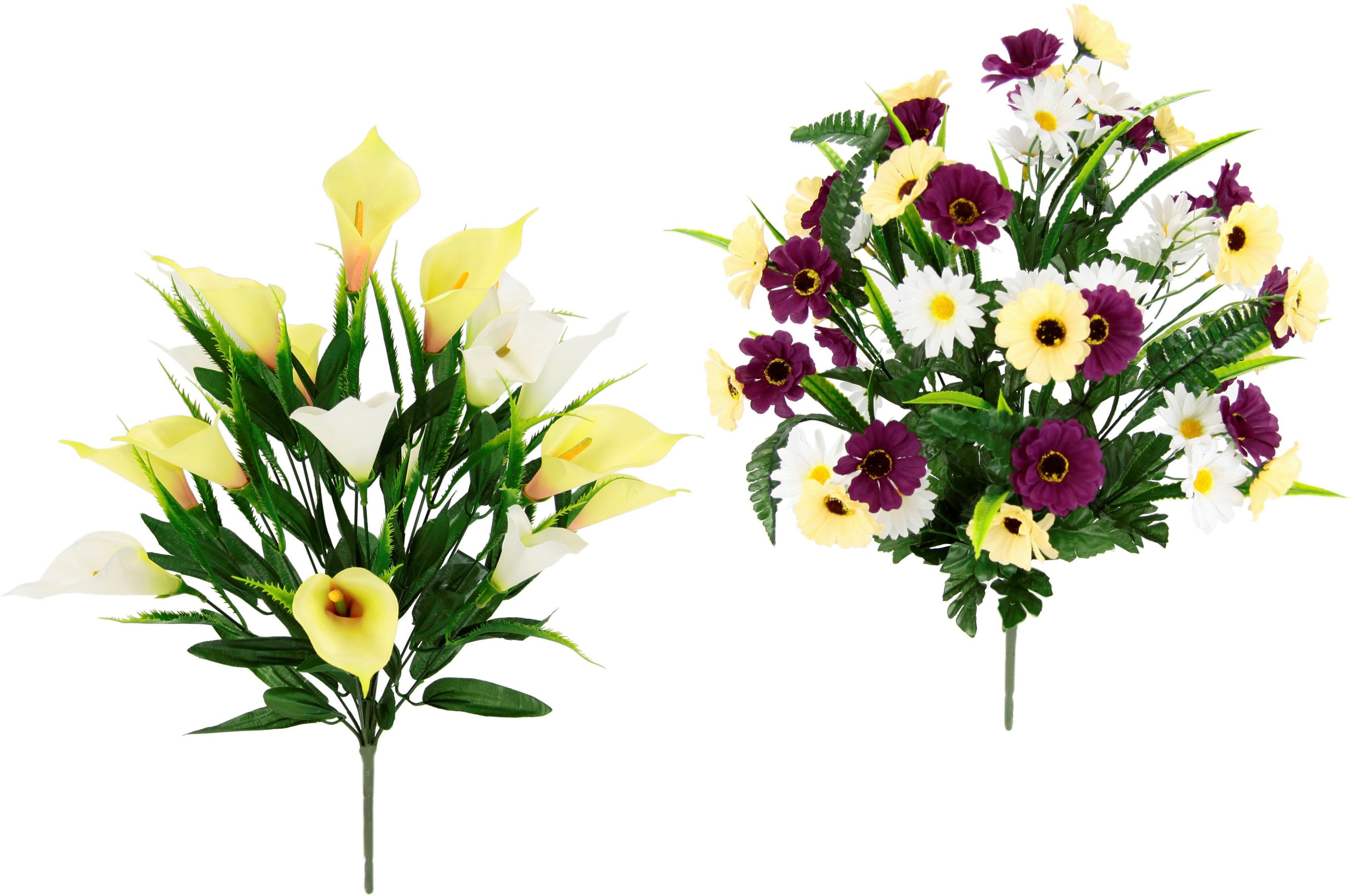 cm, 2er Kunstblume Bouquet, Margeriten, Set 50 I.GE.A., und Höhe Calla