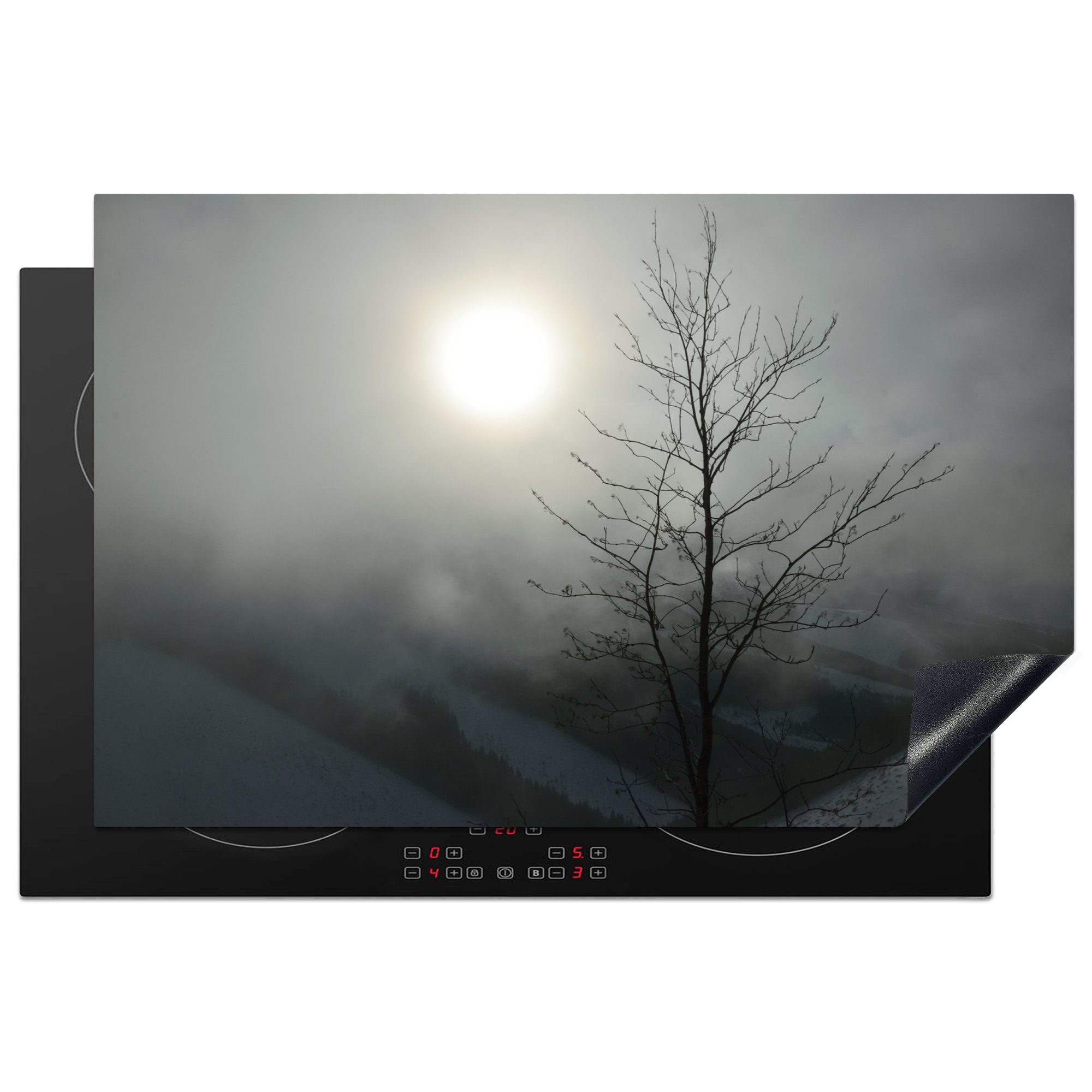 MuchoWow Herdblende-/Abdeckplatte Nebel in der Landschaft des Nationalparks Slowakisches Paradies, Vinyl, (1 tlg), 81x52 cm, Induktionskochfeld Schutz für die küche, Ceranfeldabdeckung
