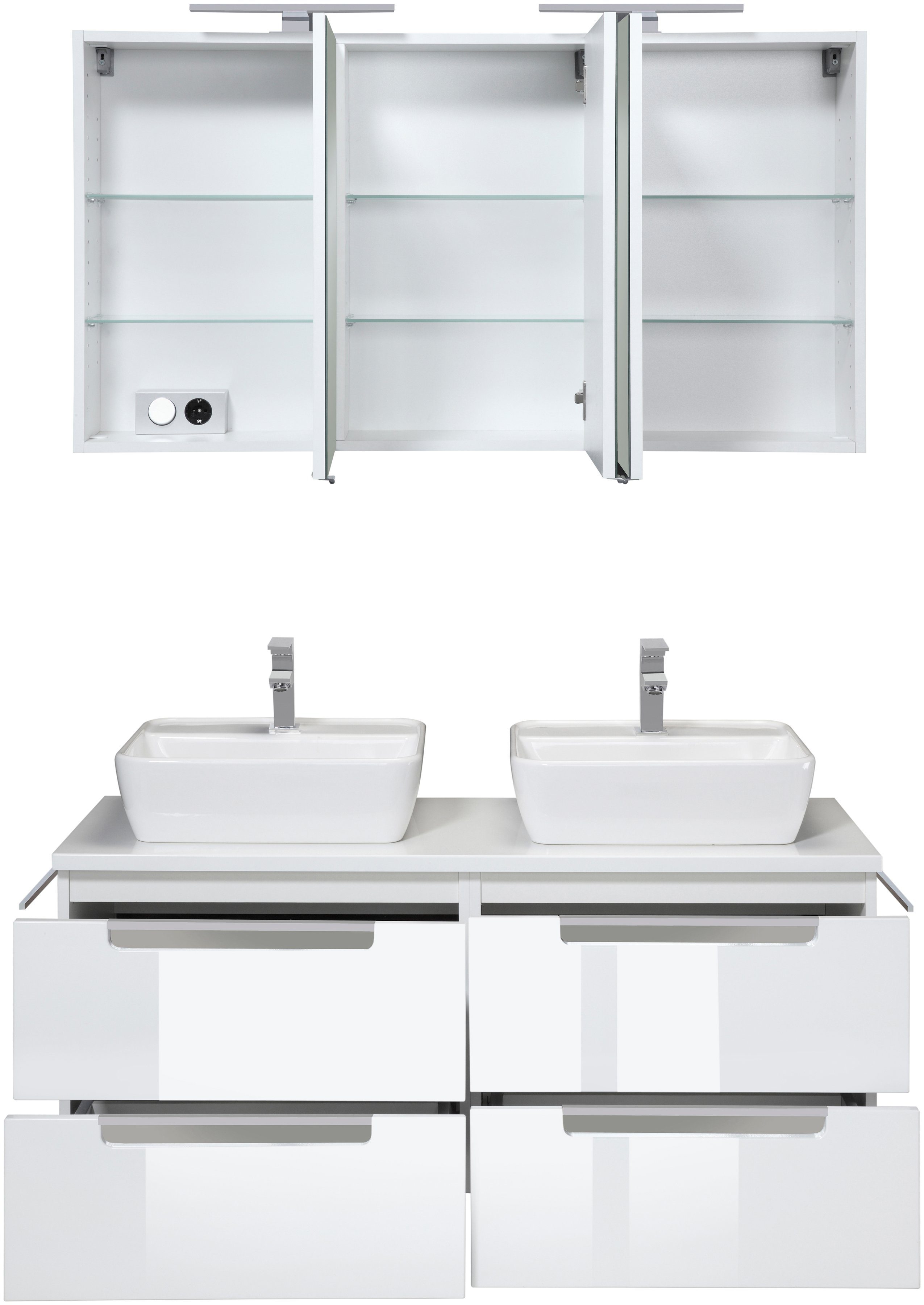 welltime Badmöbel-Set Malibu, (Set, 2-St), Breite 120 cm, mit Soft-Close