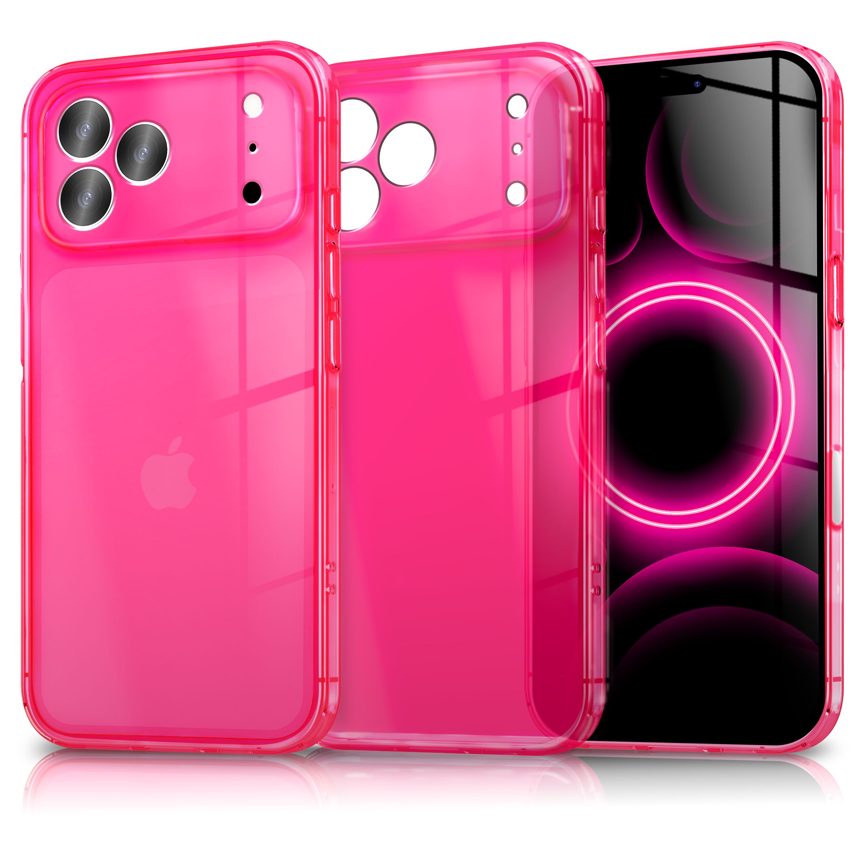 Nalia Smartphone-Hülle Apple iPhone 17 Pro 16 cm (6,3 Zoll), Leuchtende Neon Farbe / Durchsichtig / Anti-Gelb / Soft TPU & Flexibel