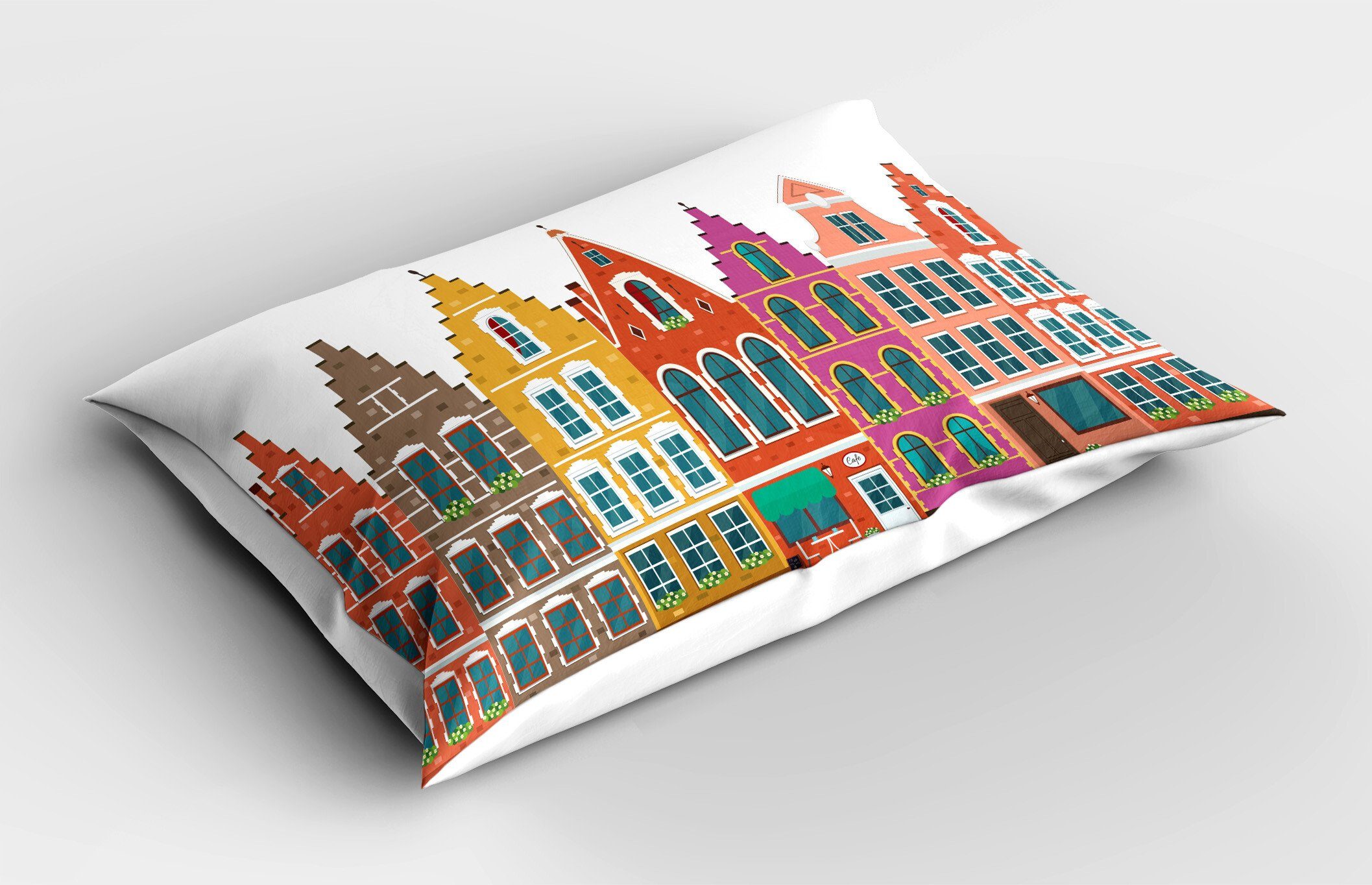 Kissenbezüge Dekorativer Standard Size Gedruckter Kopfkissenbezug, Abakuhaus (1 Stück), Amsterdam Europäische Bunte Häuser