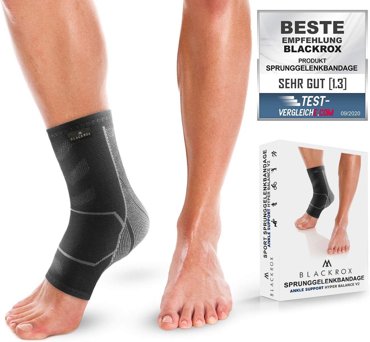 BLACKROX Sprunggelenkbandage [Vergleichssieger 2025] HYPER BALANCE V2, Gr. S-XL, Damen und Herren