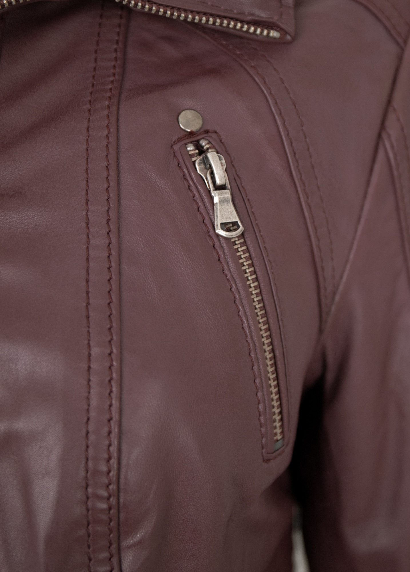 Caminari Lederjacke Navara Caminari - Damen Lederjacke Lammnappa bordeaux – Bild 5 von 5