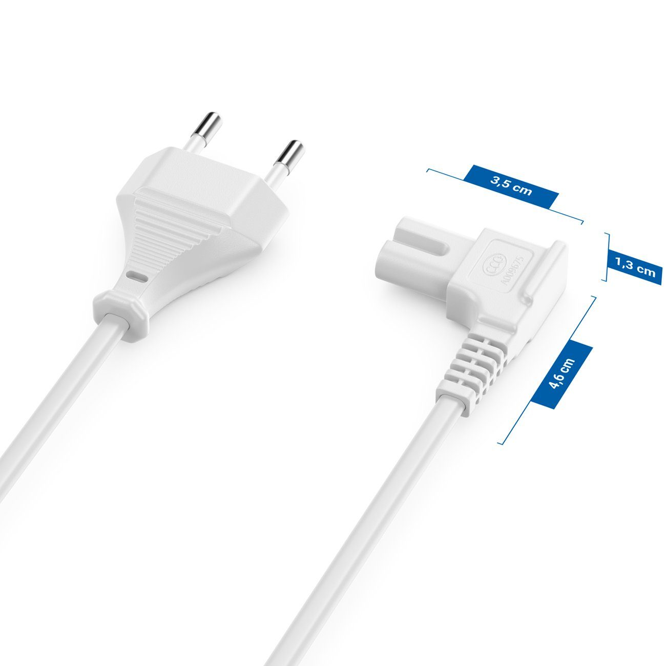deleyCON deleyCON 5m Netzkabel Stromkabel Eurostecker auf C7 Buchse 90° Stromkabel