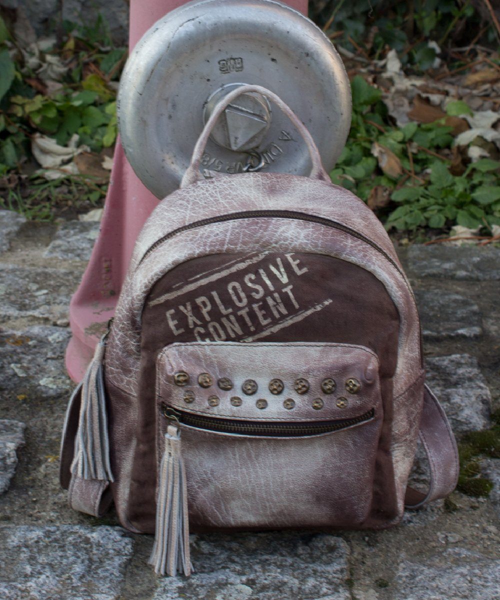 Tasche D.braun für Rucksack, Sunsa Sie/ Canvas Canvas Stone Retro Cityrucksack wash & Still. Backpack Stone Daypack Wash in und Echtes Leder Leder Ihn, aus Schöne