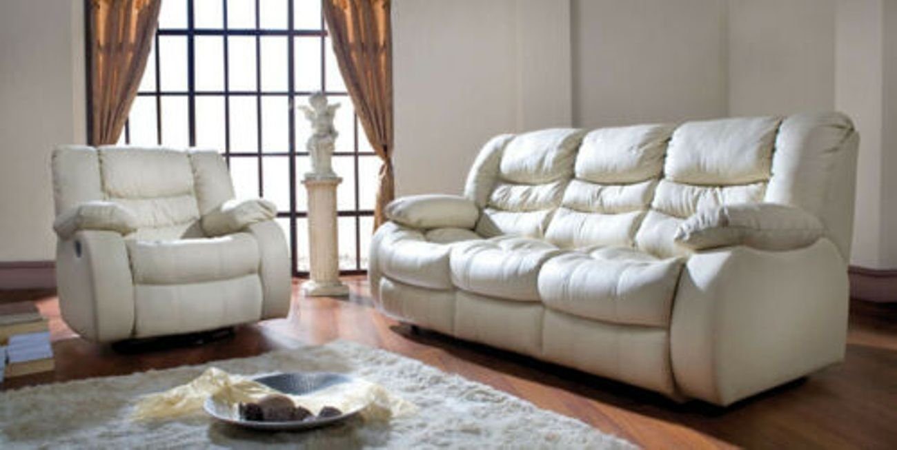 JVmoebel Sofa, Verstellbare Sofagarnitur Elektrische Fußstützen Couch Leder