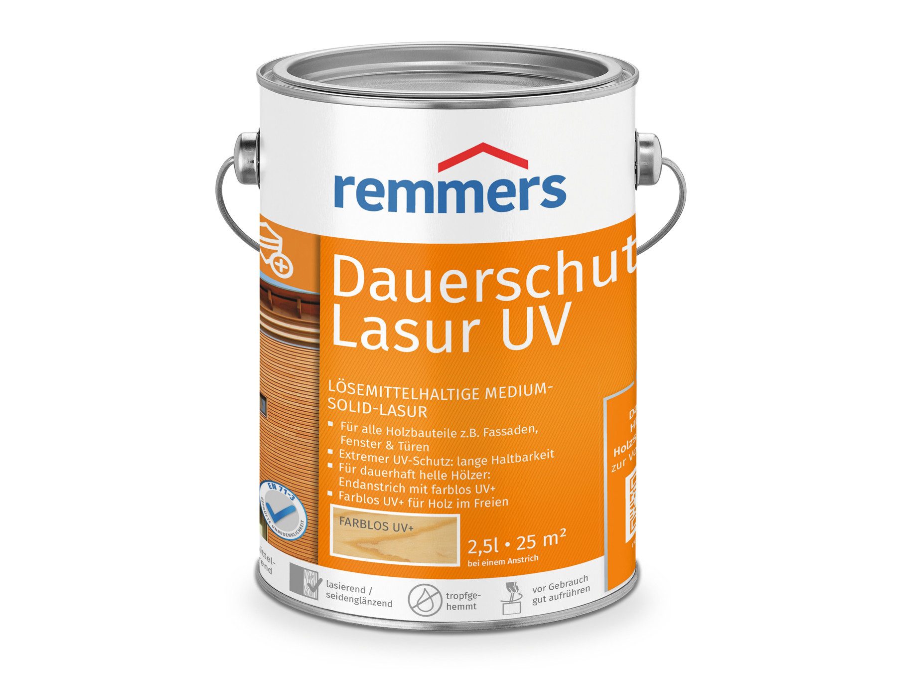 Remmers Holzschutzlasur Dauerschutz-Lasur UV 2,5 Liter, farblos UV+, blockfest, wetterbeständig