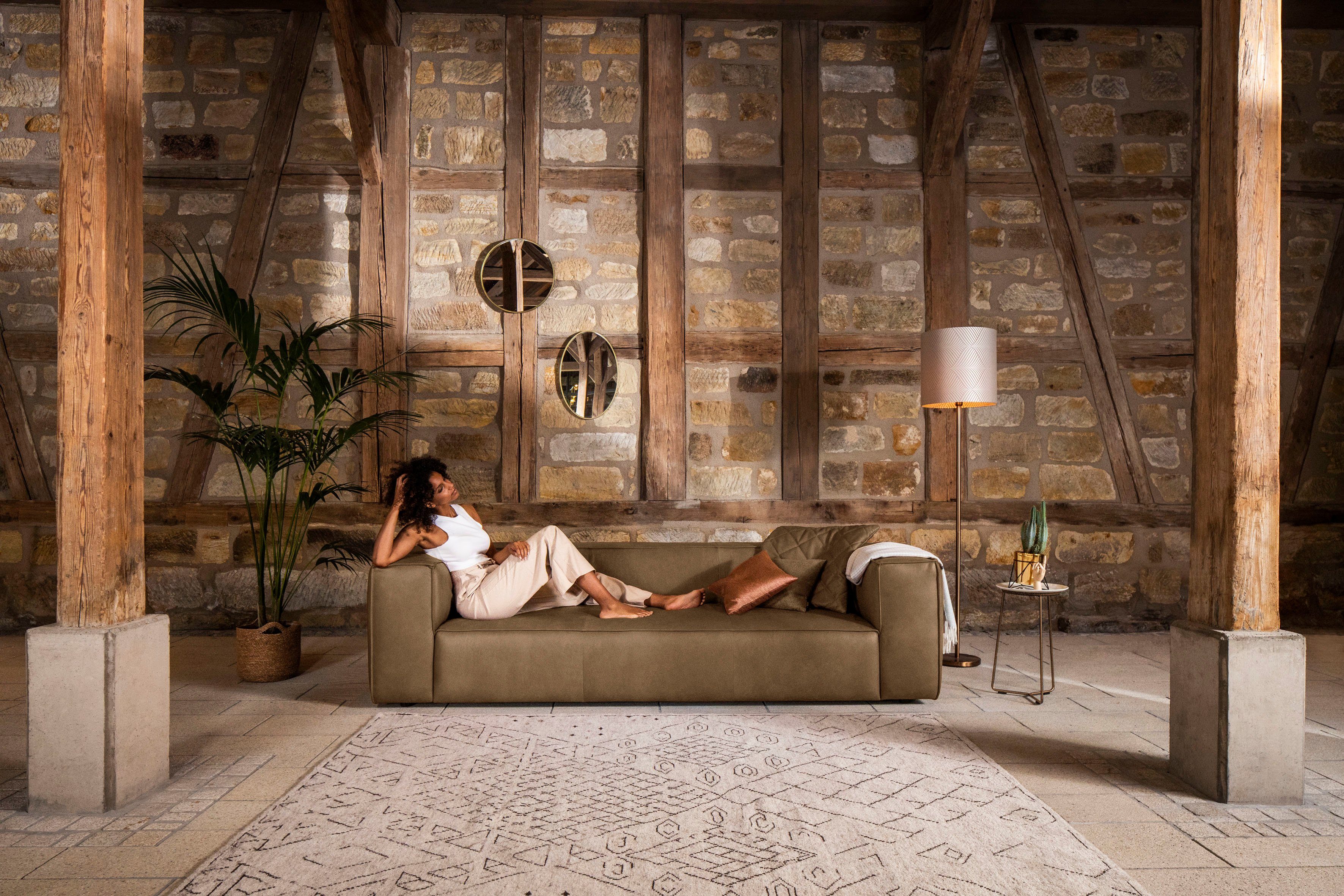 W.SCHILLIG 3-Sitzer around-the-block Mega Sofa mit tollem Sitzkomfort, Breite 260cm, mit eleganter Biese, mit Federkern