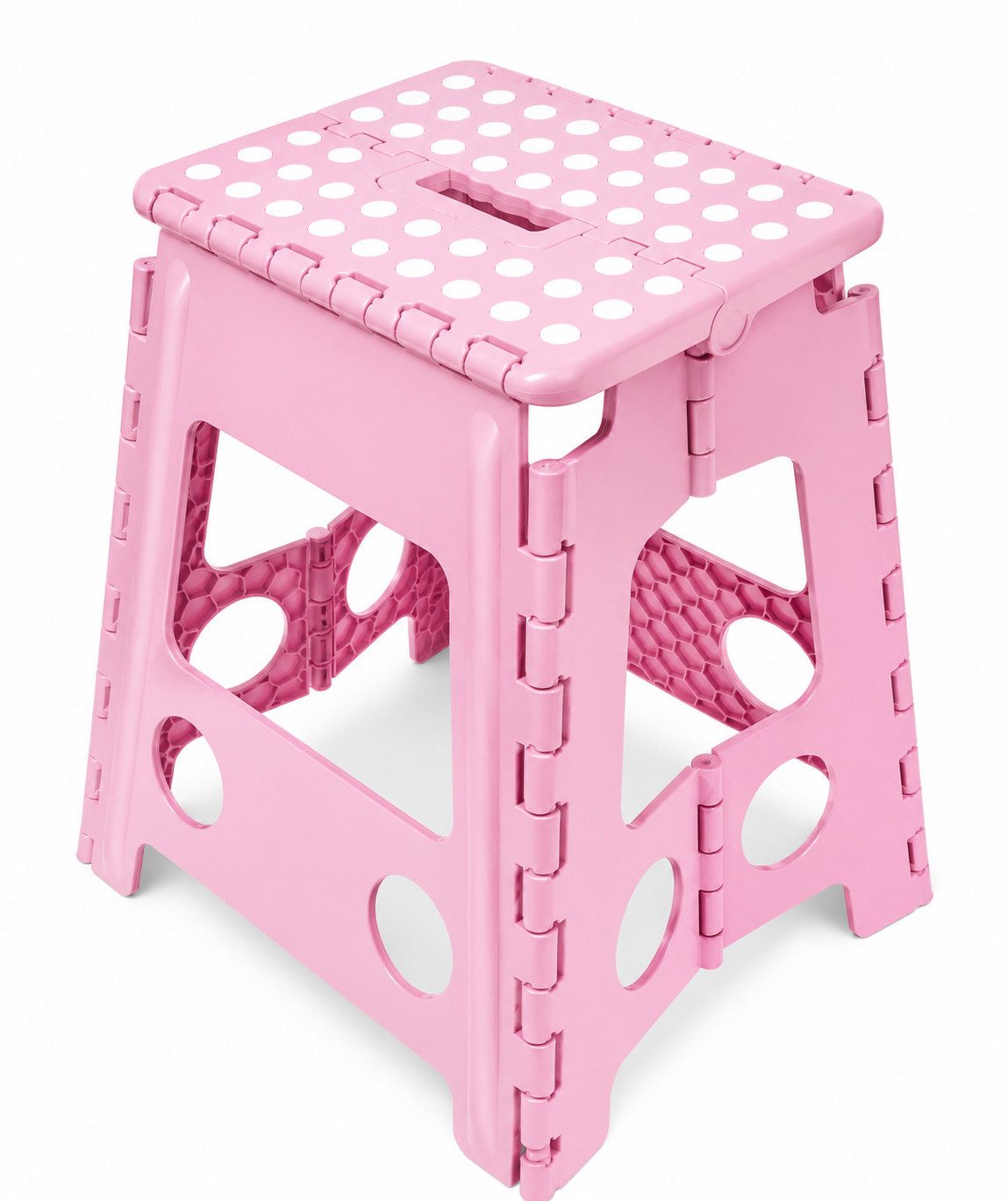 HH-Haushalt Klapptritt XL Klapphocker, Klapptritt, Steighilfe 40 cm faltbar bis 150 kg Rosa