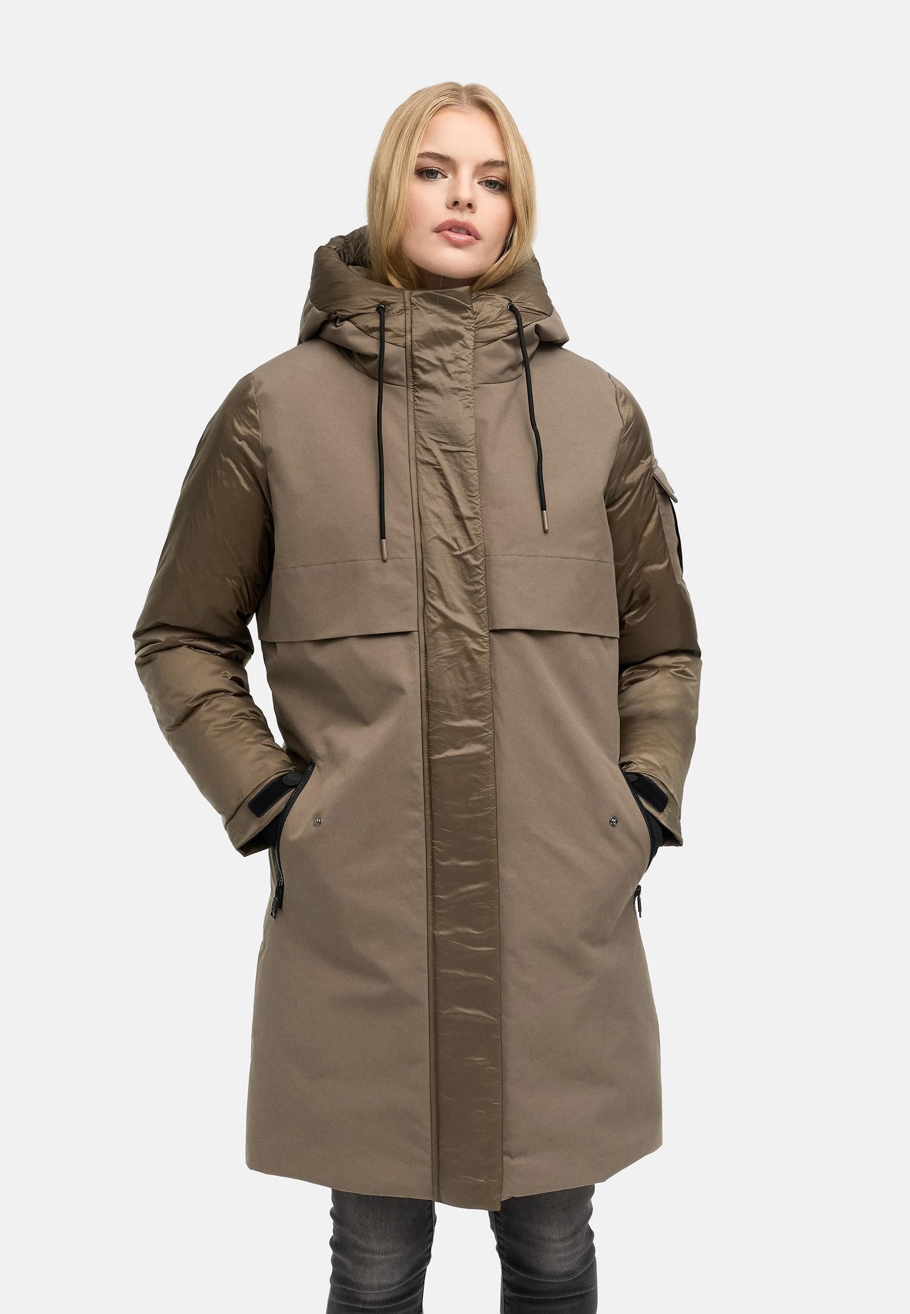 Navahoo Funktionsmantel Peakstorm 14 Modischer Damen Wintermantel aus Materialmix – Bild 2 von 5