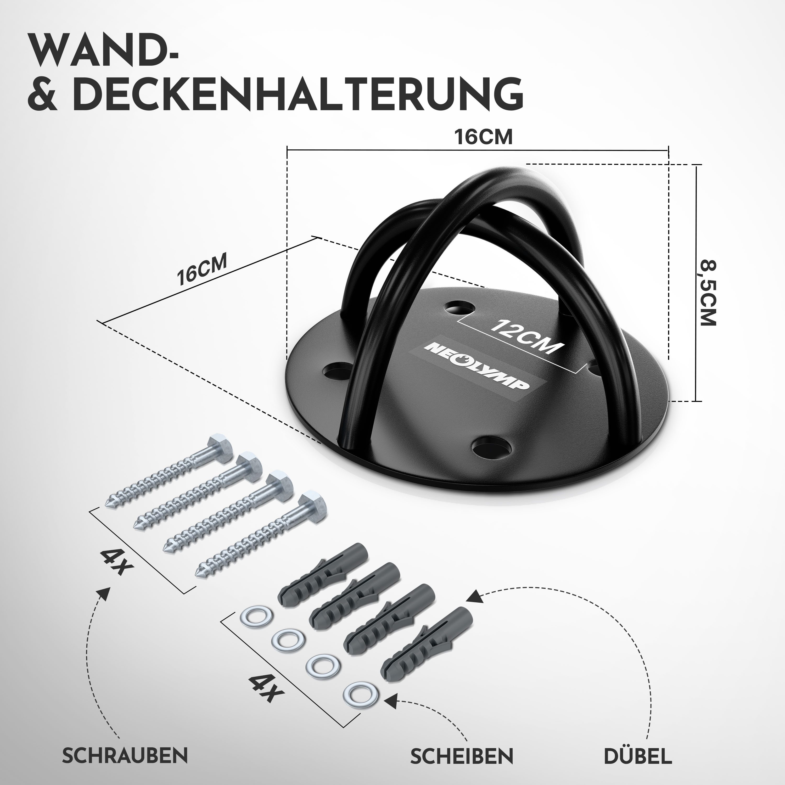 NEOLYMP Wandanker Wandanker für Fitnessbänder, Einfache Ankerpunkt-Montage, optimal mit Pull Up-Bändern kombiniert.