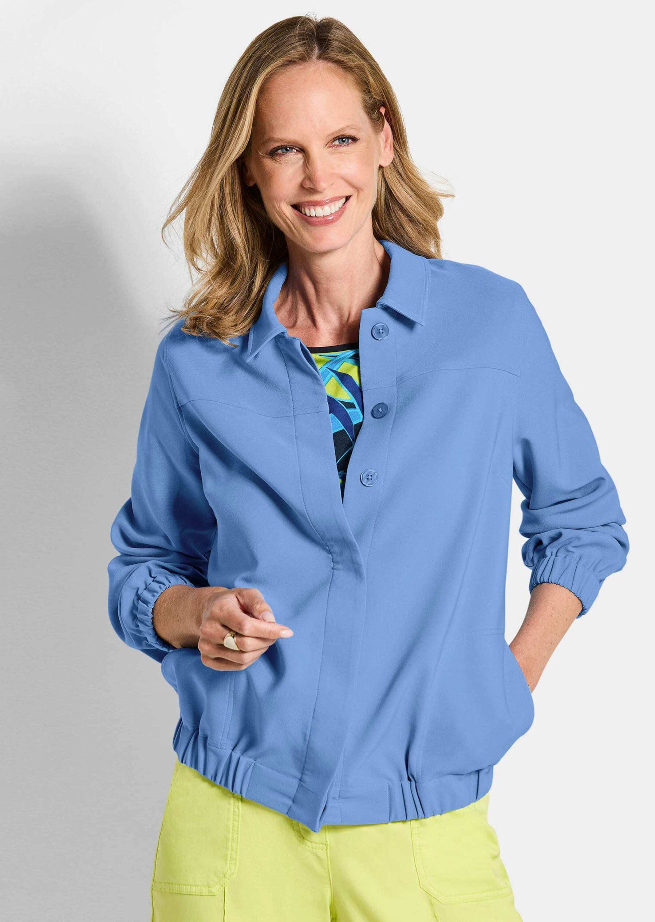 GOLDNER Outdoorjacke Sommerjacke mit Hemdkragen Freizeitjacke mit Knopfleiste, Gummibündchen, Taschen und Langarm