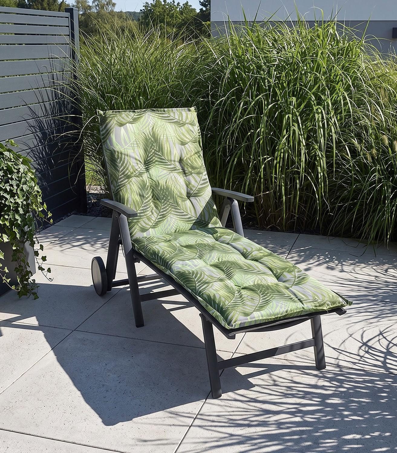 GO-DE Liegenauflage LAKEVIEW, B 60 x L 190 cm, Grün, Grau, Gartenauflage für Gartenliege