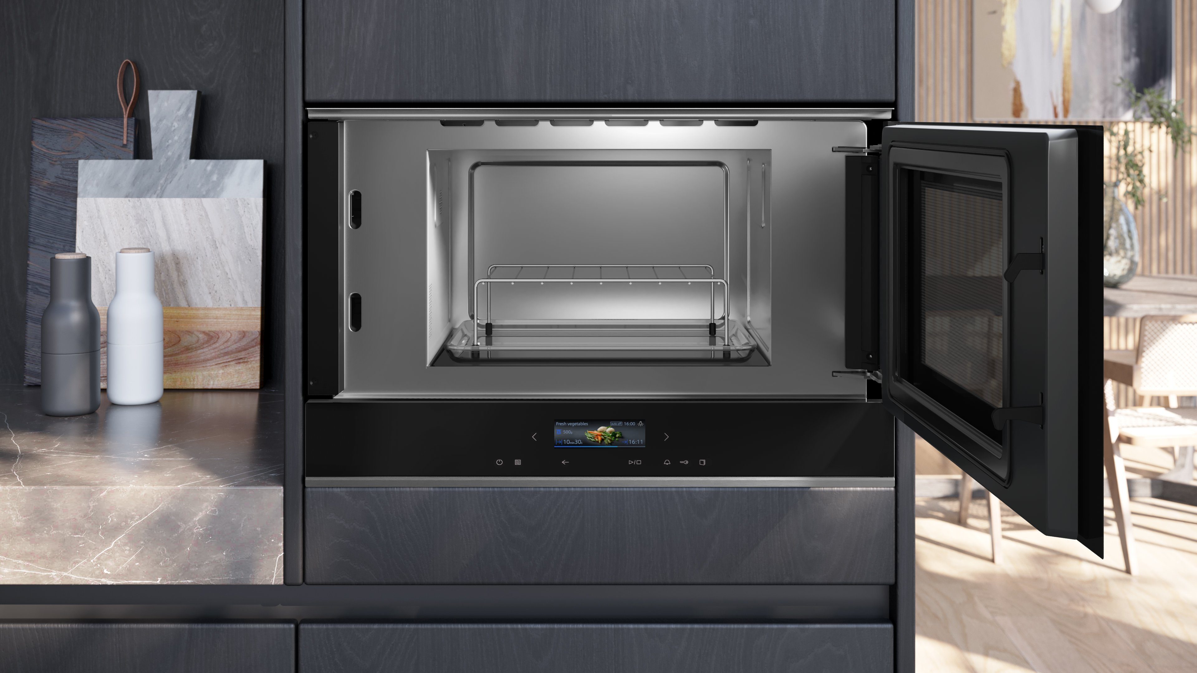 SIEMENS Einbau-Mikrowelle BE732R1B1, Grill, Mikrowelle, 21 l, TouchControl für eine einfach und direkte Auswahl der Heizarten