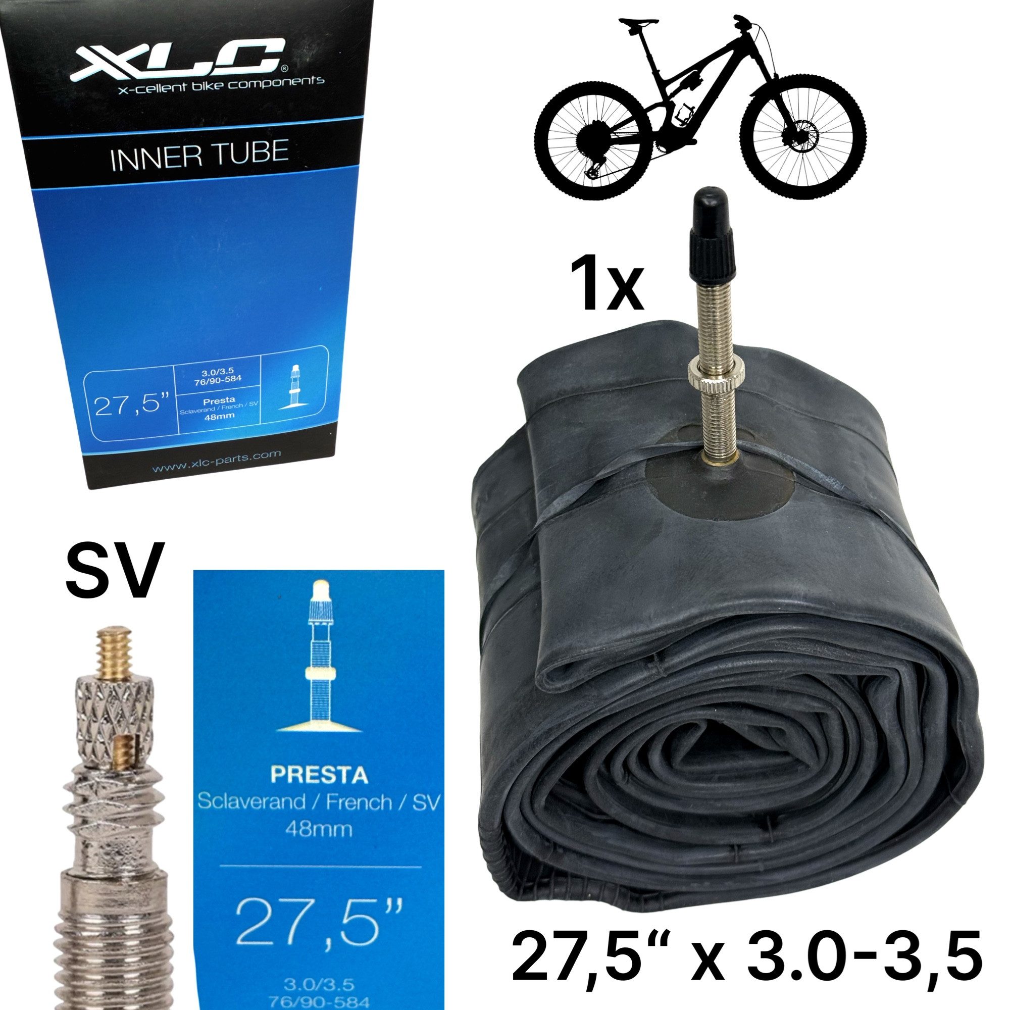 XLC Fahrradschlauch MTB Fahrrad Ersatz Schlauch FR DH 27,5" Französisch Ventil 48mm