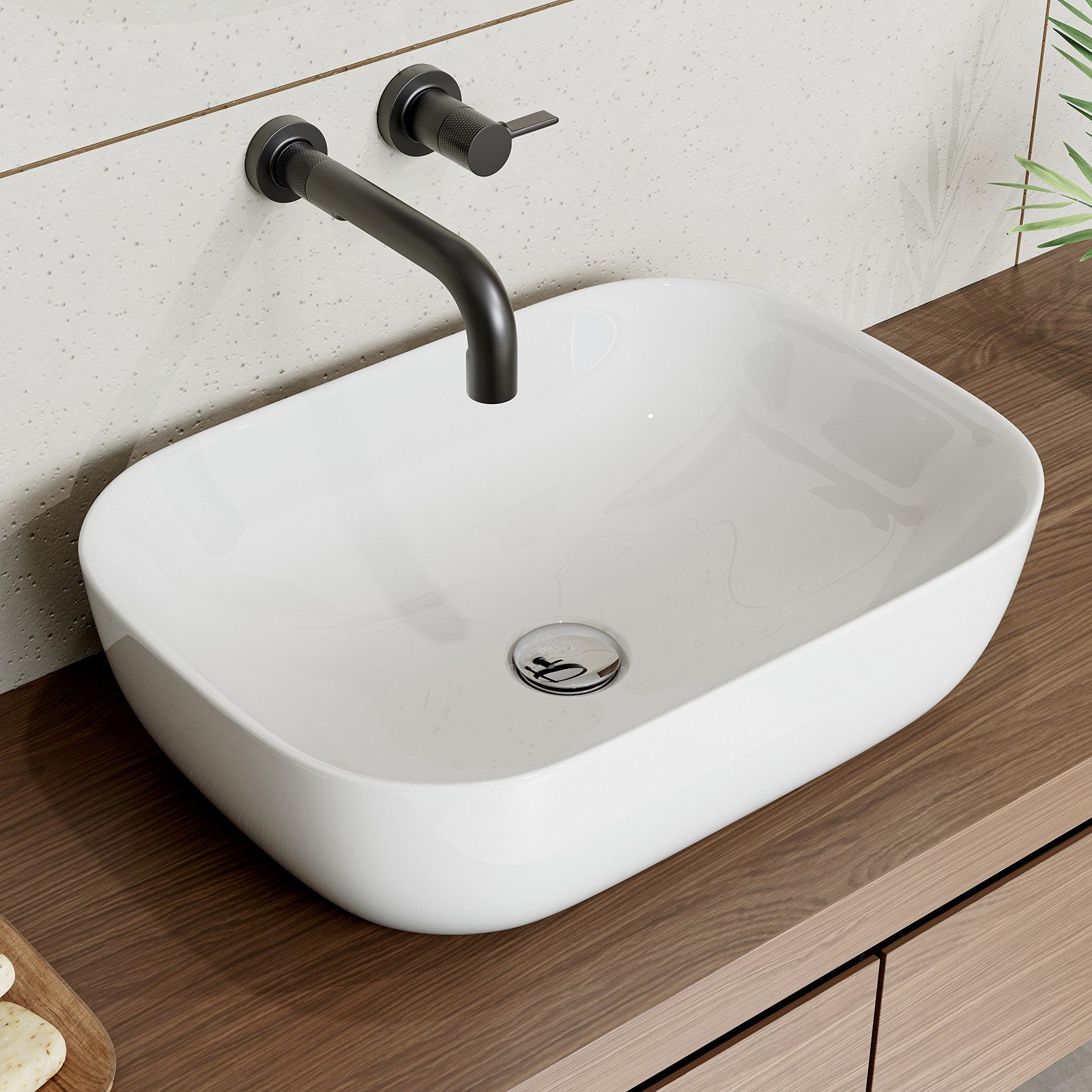 HOROW Aufsatzwaschbecken Waschbecken Oval Weiß mit günstig online kaufen