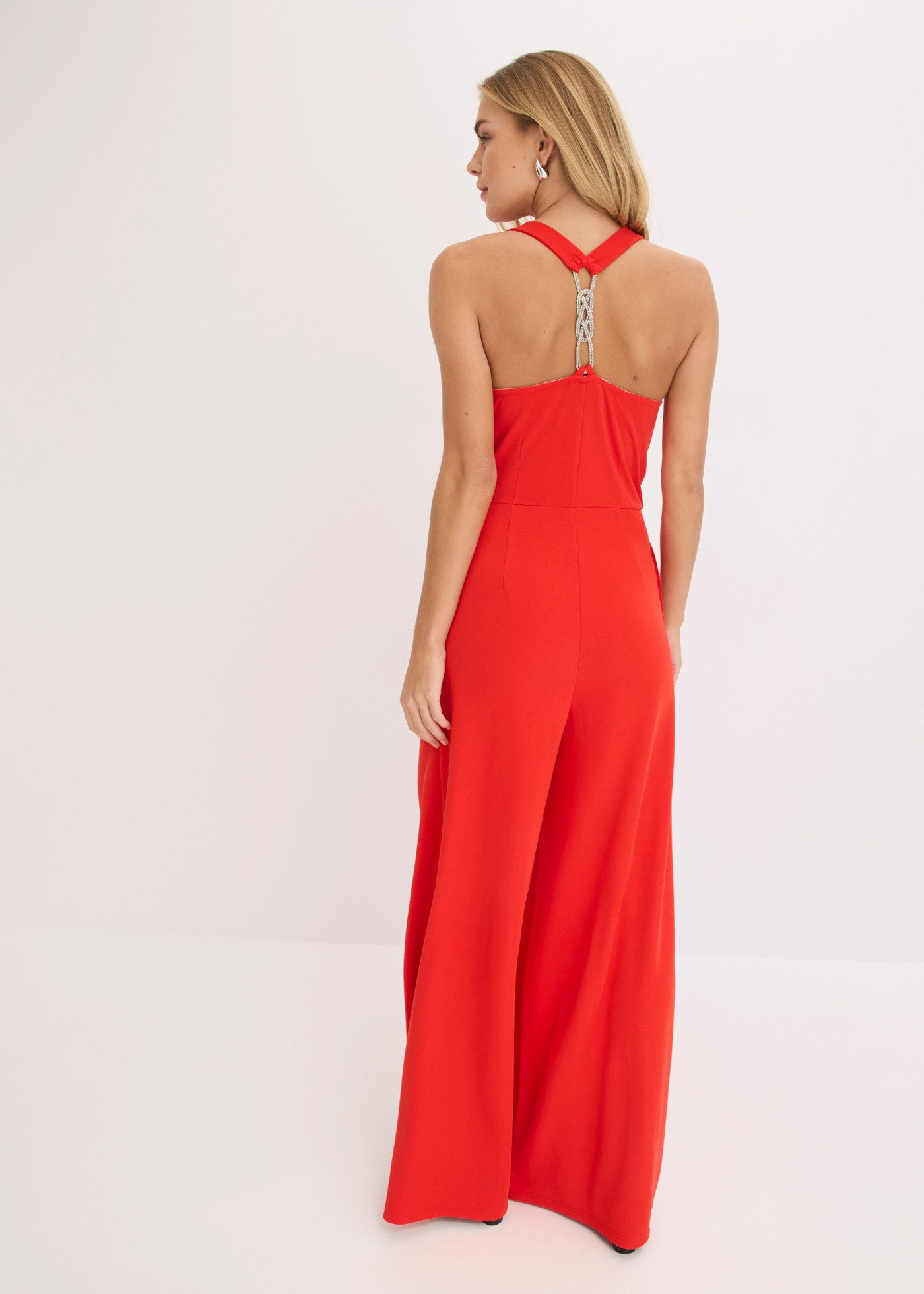 bonprix Jumpsuit schmale Passform, wasserfallkragen, ärmellos, festlicher Stil
