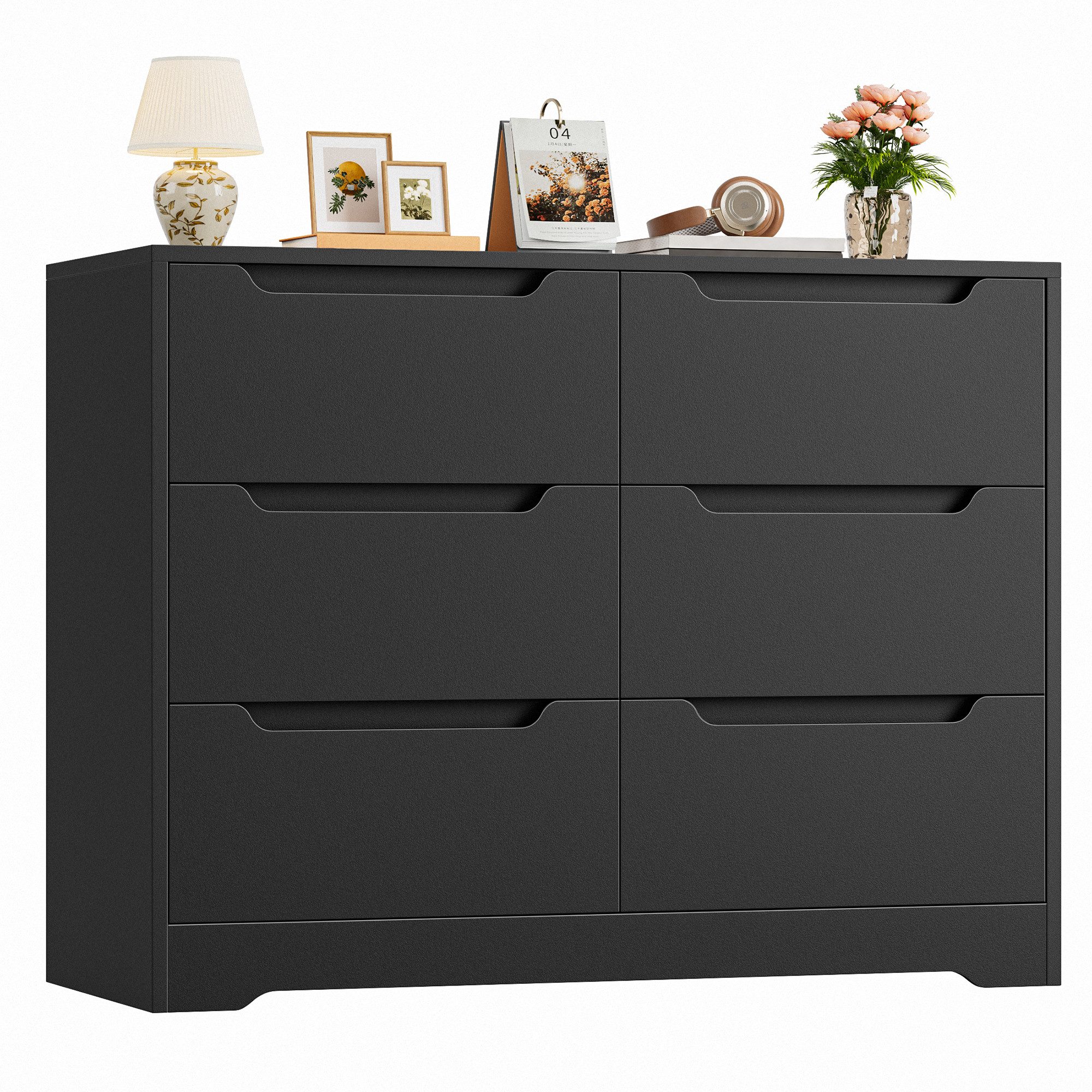 HOMECHO Kommode, Sideboard mit 6 Schubladen, Mehrzweckschrank aus Holz