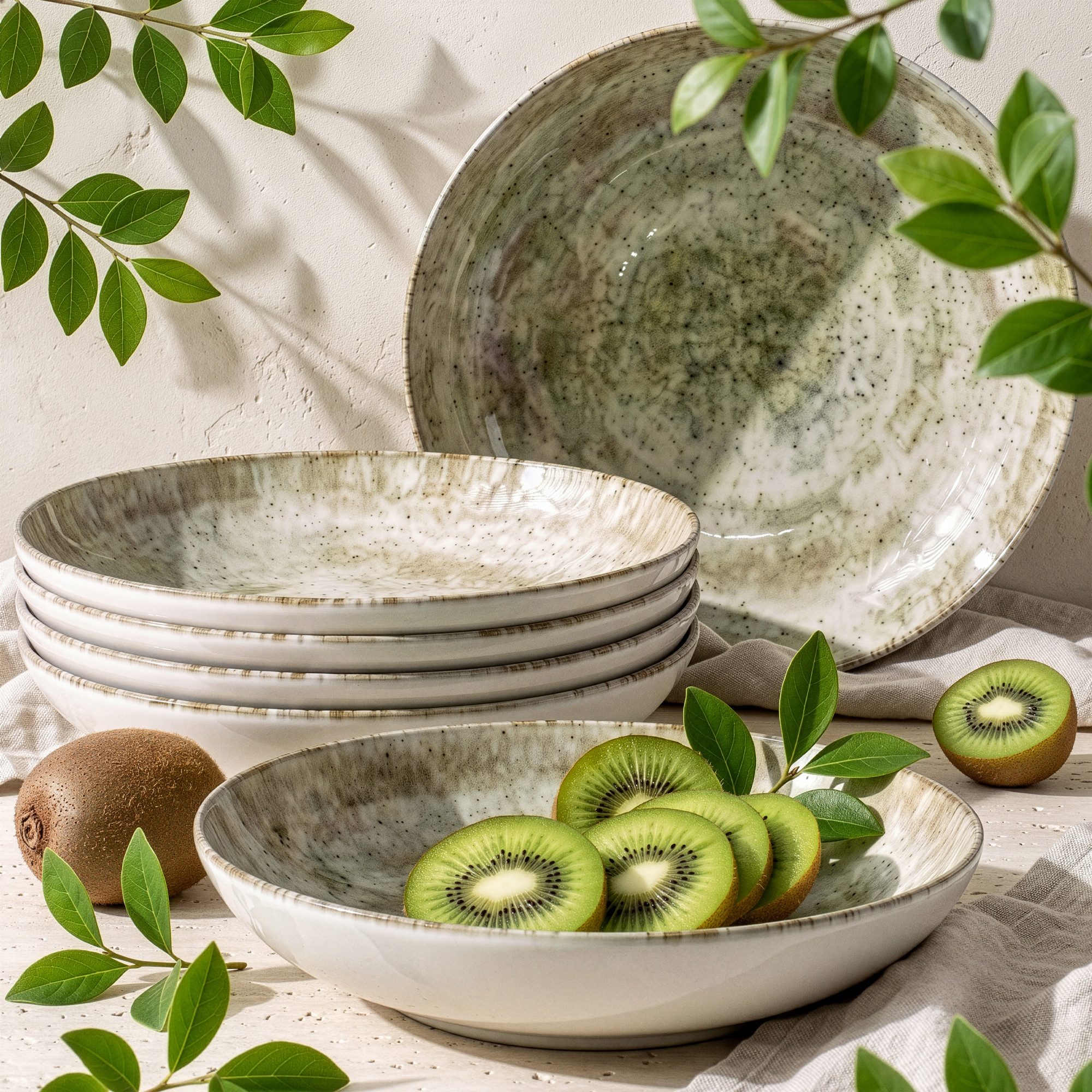 KONSIMO® Teller-Set ERATO Geschirr-Set, hergestellt in der EU, (6-tlg), 6 Personen, Porzellan, spülmaschinengeeignet, mikrowellengeeignet, 6x Suppenteller