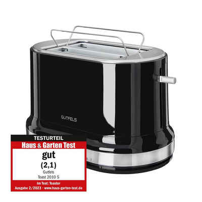 Gutfels Toaster TOAST 2010 S, 2 kurze Schlitze, für 2 Scheiben, 870 W, praktischer Design-Toaster mit Defrost-Funktion und Brötchenaufsatz