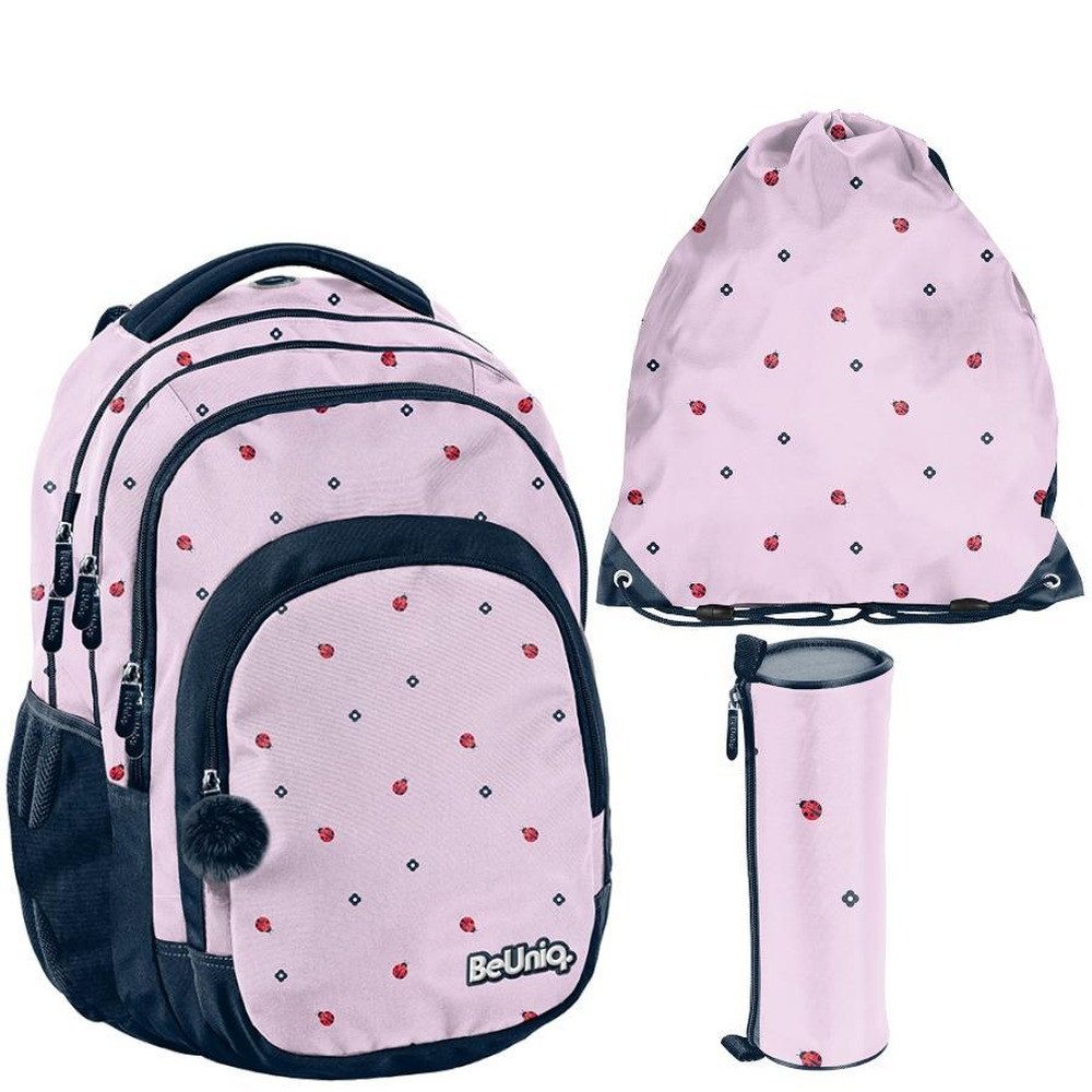 PASO Schulrucksack (Schulset, 3-tlg), Marienkäfer Schulset 3-teilig – Rosa