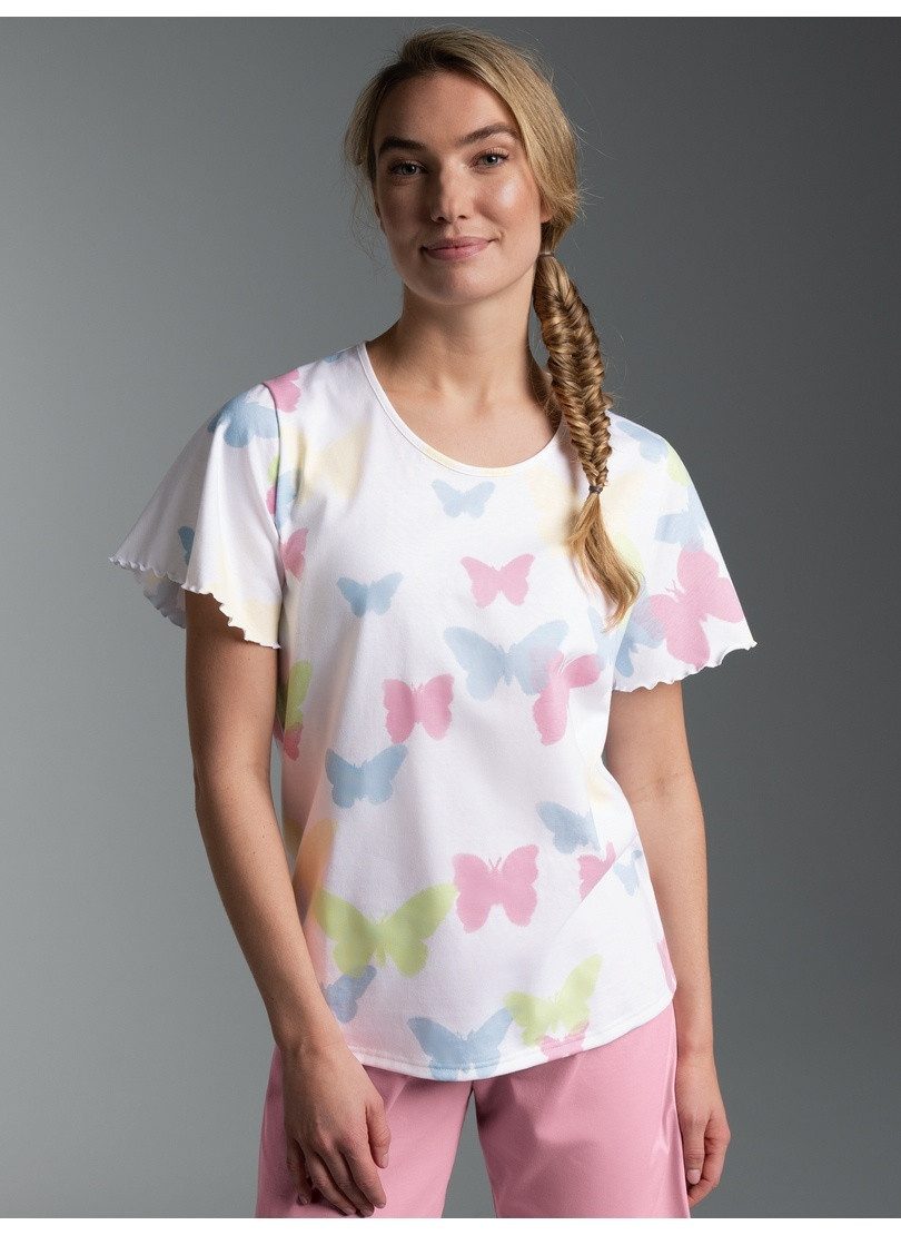 Trigema T-Shirt TRIGEMA T Shirt mit Allover-Druck "Schmetterlinge" (1-tlg)