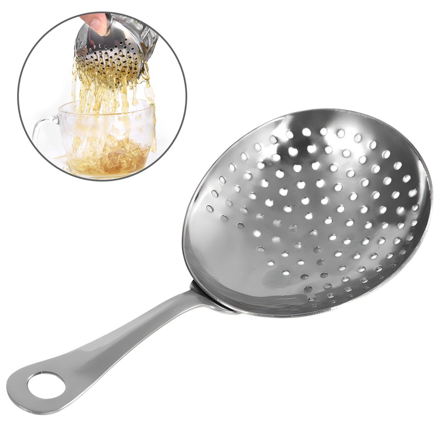 SURFOU Küchensieb Barsieb Cocktail Strainer Edelstahl Cocktail Sieb Feines Cocktailsieb, (langlebig, rostfrei und leicht zu reinigen, 1-St., 16 x 7,7cm)