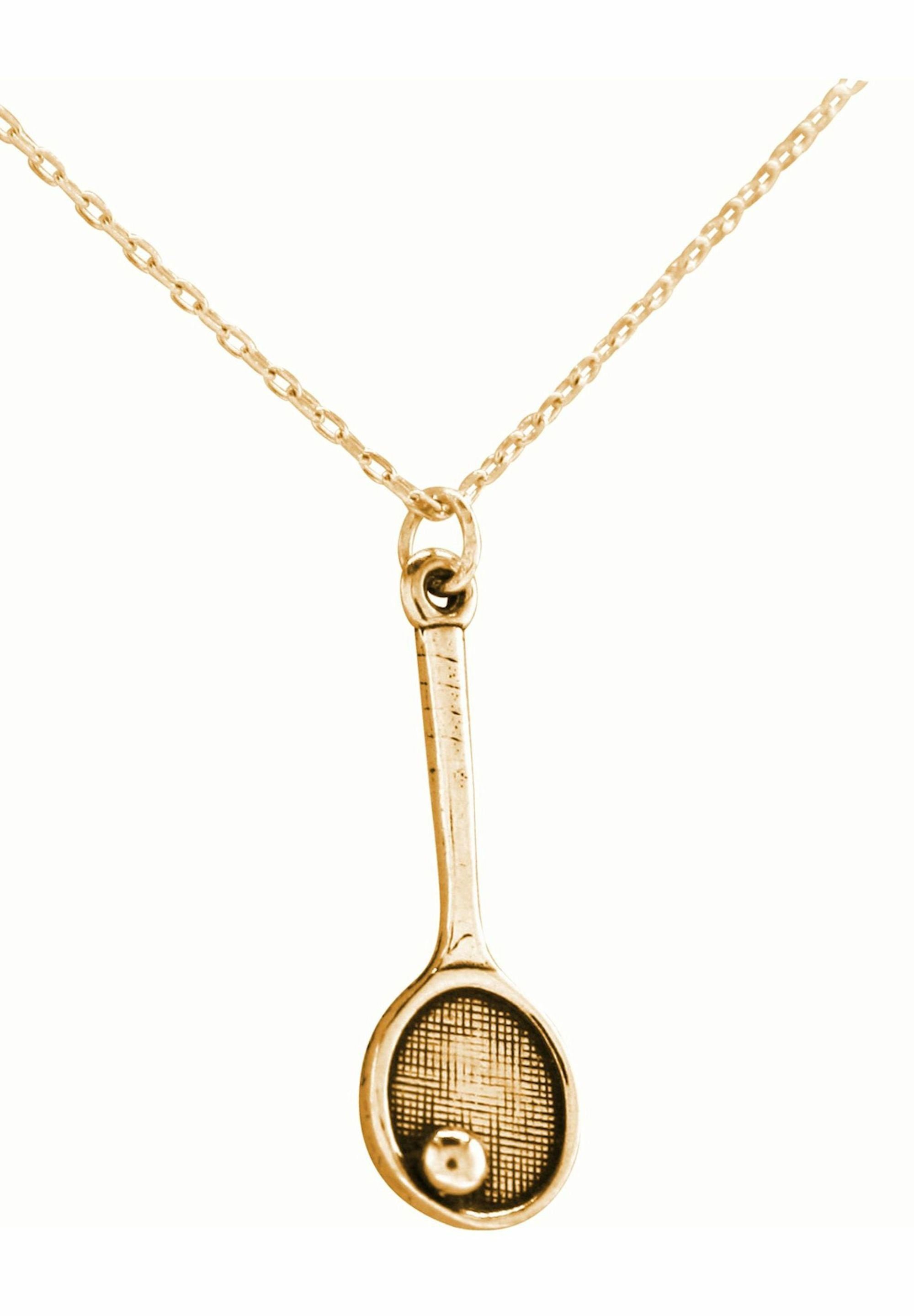 - Kette Ball Sportschmuck gold Racket Anhänger mit Gemshine Tennisschläger coloured
