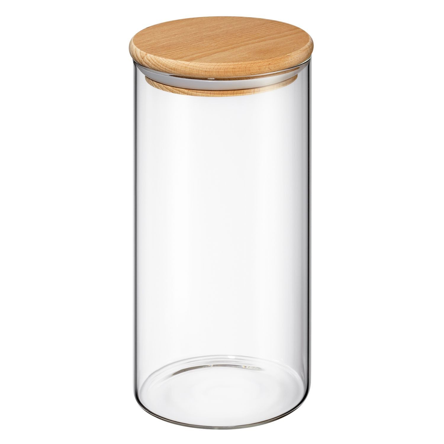 ZASSENHAUS Vorratsdose mit Holzdeckel 1300 ml, Glas, Buchenholz