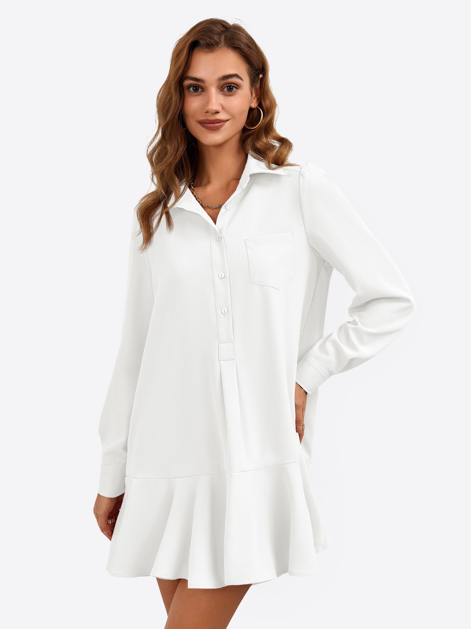 Imily Bela Minikleid Damen Button-Blusenkleid (Packung, günstig online kaufen