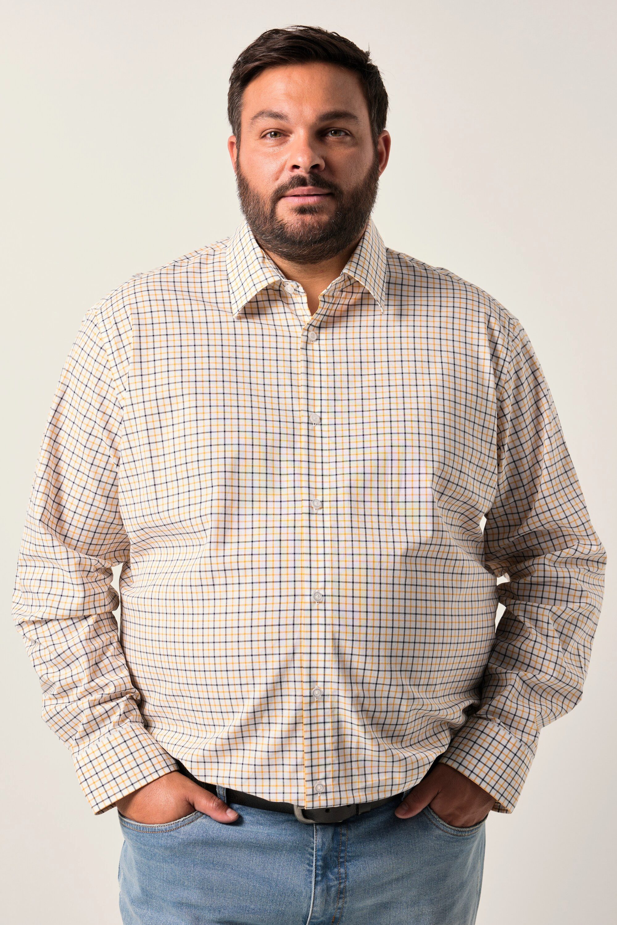 Men Plus Businesshemd Men+ Karohemd Langarm Kentkragen Comfort Fit günstig online kaufen