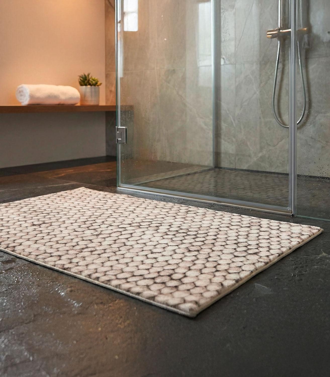 casa NOVA Badematte BUBBLE, Greige, 60 x 100 cm, Bubbleoptik, Polyester, re günstig online kaufen