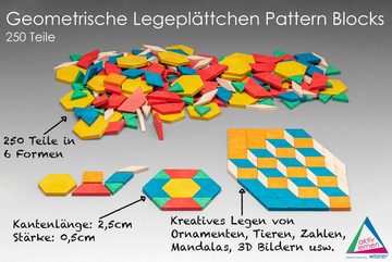 Wissner® aktiv lernen Lernspielzeug Geometrische Legeplättchen Pattern Blocks (250 Teile),  RE-Wood®, RE-Plastic®