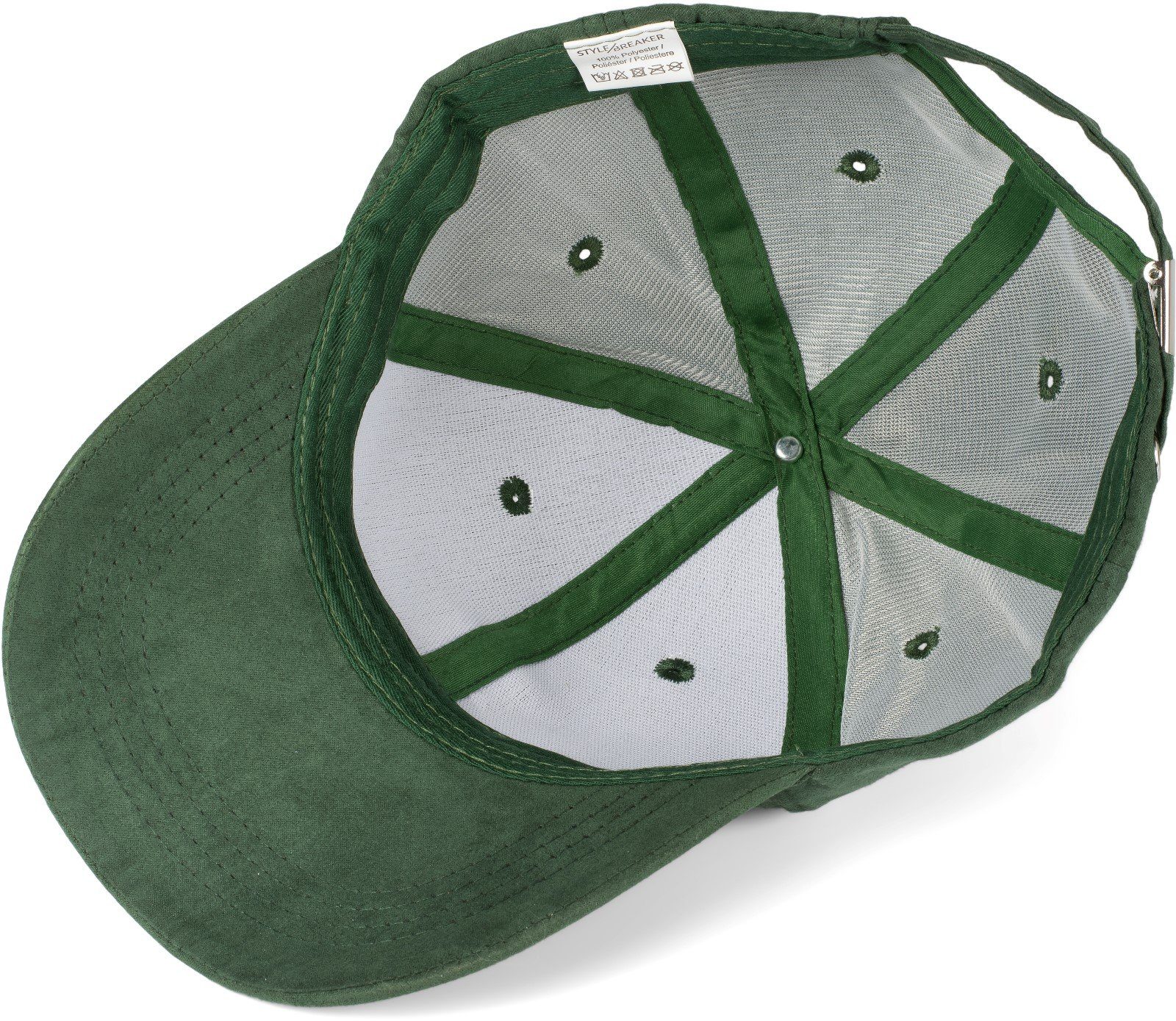styleBREAKER Baseball Cap (1-St) Cap in Optik Dunkelgrün Wildleder