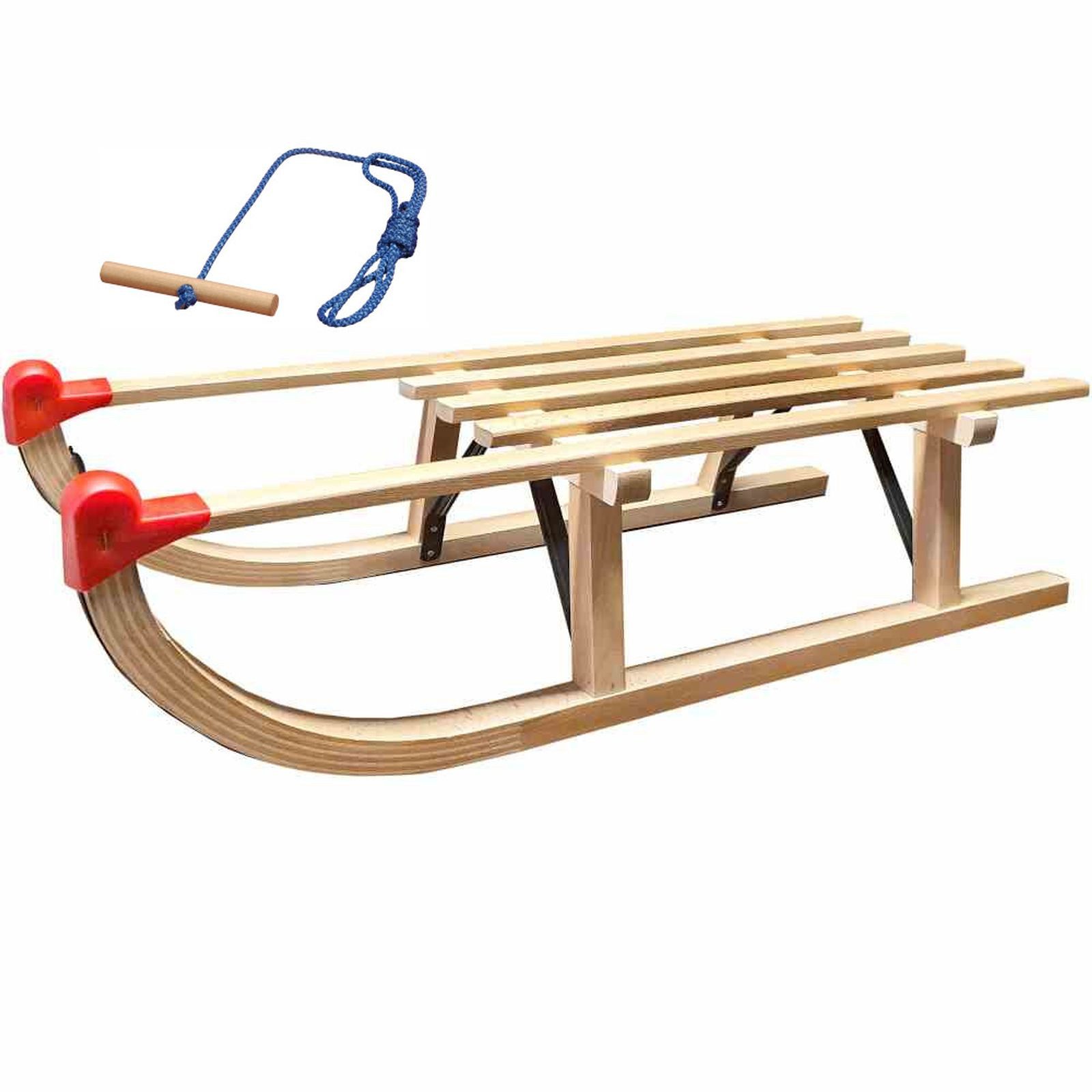 Schlitten Holzschlitten Davos 90cm Traditionell mit Leine Rodelschlitten Kinders