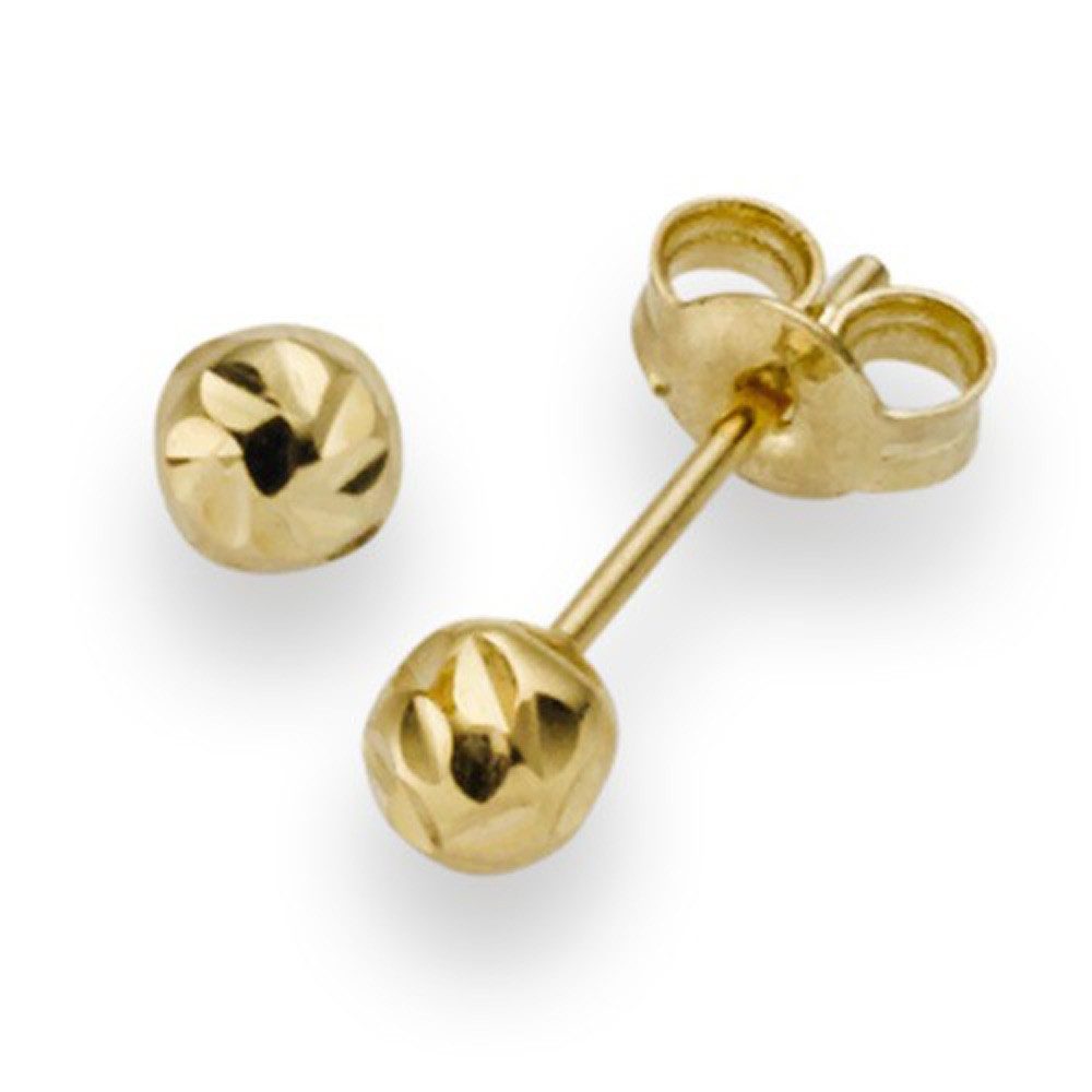 Paar Ohrstecker 4mm Kugel Ohrstecker aus 585 Gelbgold