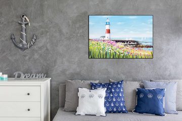 KUNSTLOFT Gemälde Maritime Sehnsucht 90x60 cm, Leinwandbild 100% HANDGEMALT Wandbild Wohnzimmer