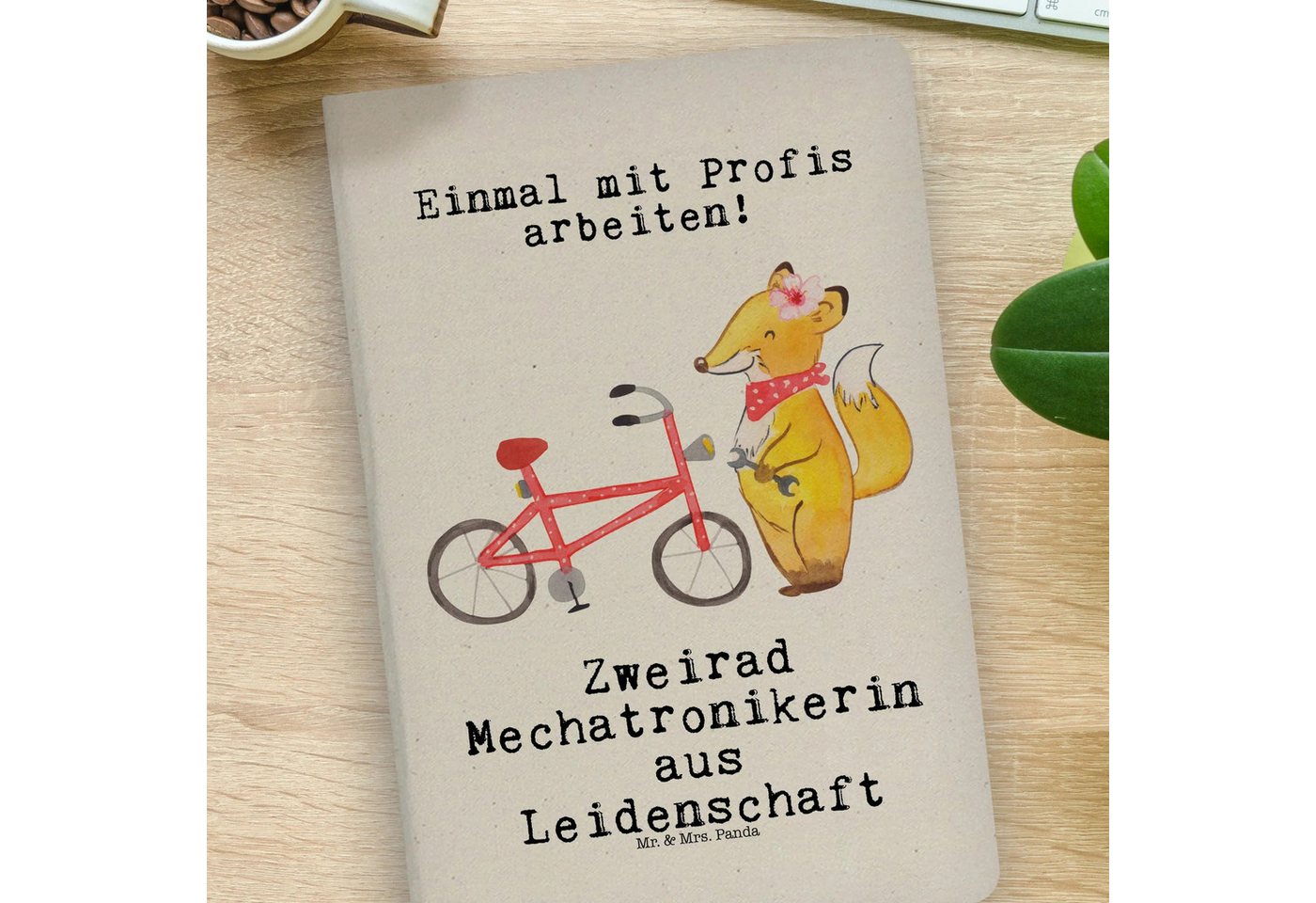 Thumbnail - Mr. & Mrs. Panda Notizbuch Zweirad Mechatronikerin Leidenschaft - Transparent - Geschenk, Abschi Mr. & Mrs. Panda, Premi...