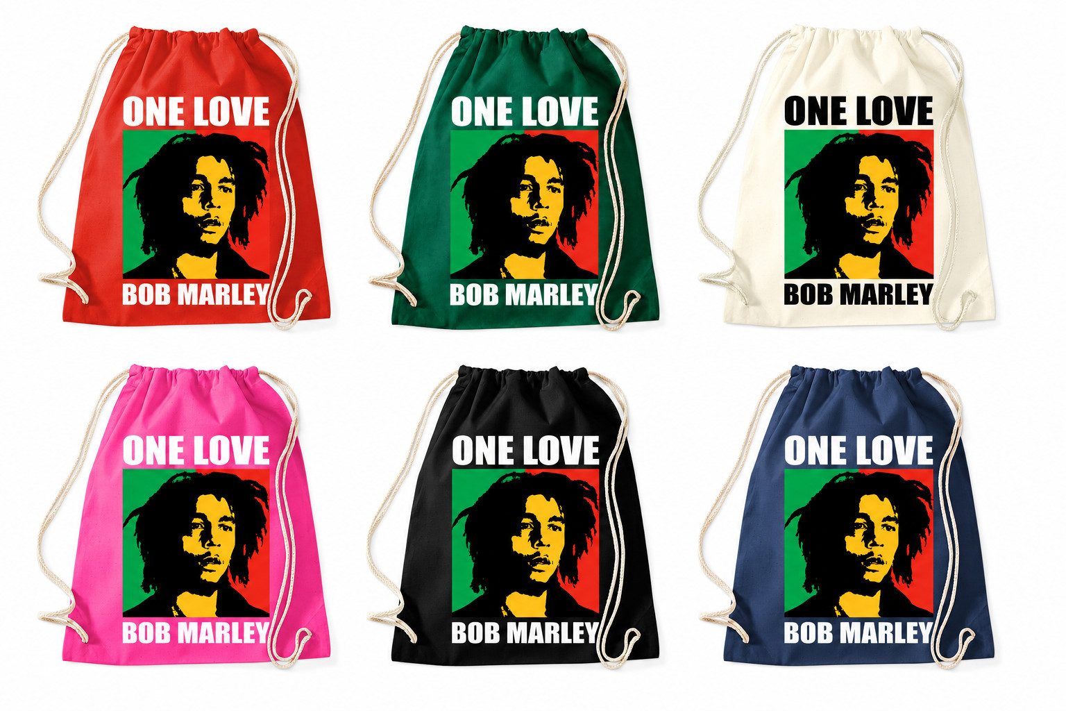 Blondie & Brownie Turnbeutel One Love Beutel Turnbeutel Print Reggae Musik Statement (Einzelartikel, Einzelartikel), One Love Reggae Turnbeutel