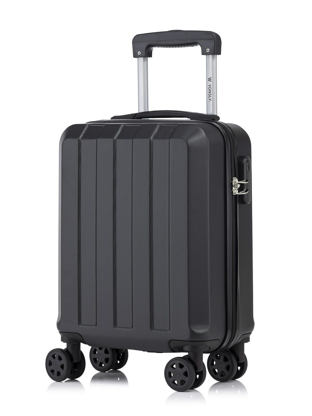 YONSLY Koffer Reisekoffer Trolley Rollkoffer Hartschalenkoffer Größenwahl aus ABS, 4 Rollen, Zahlenschloss 360°-Doppelrollen weicher Gummigriff Aluminium-Elemente