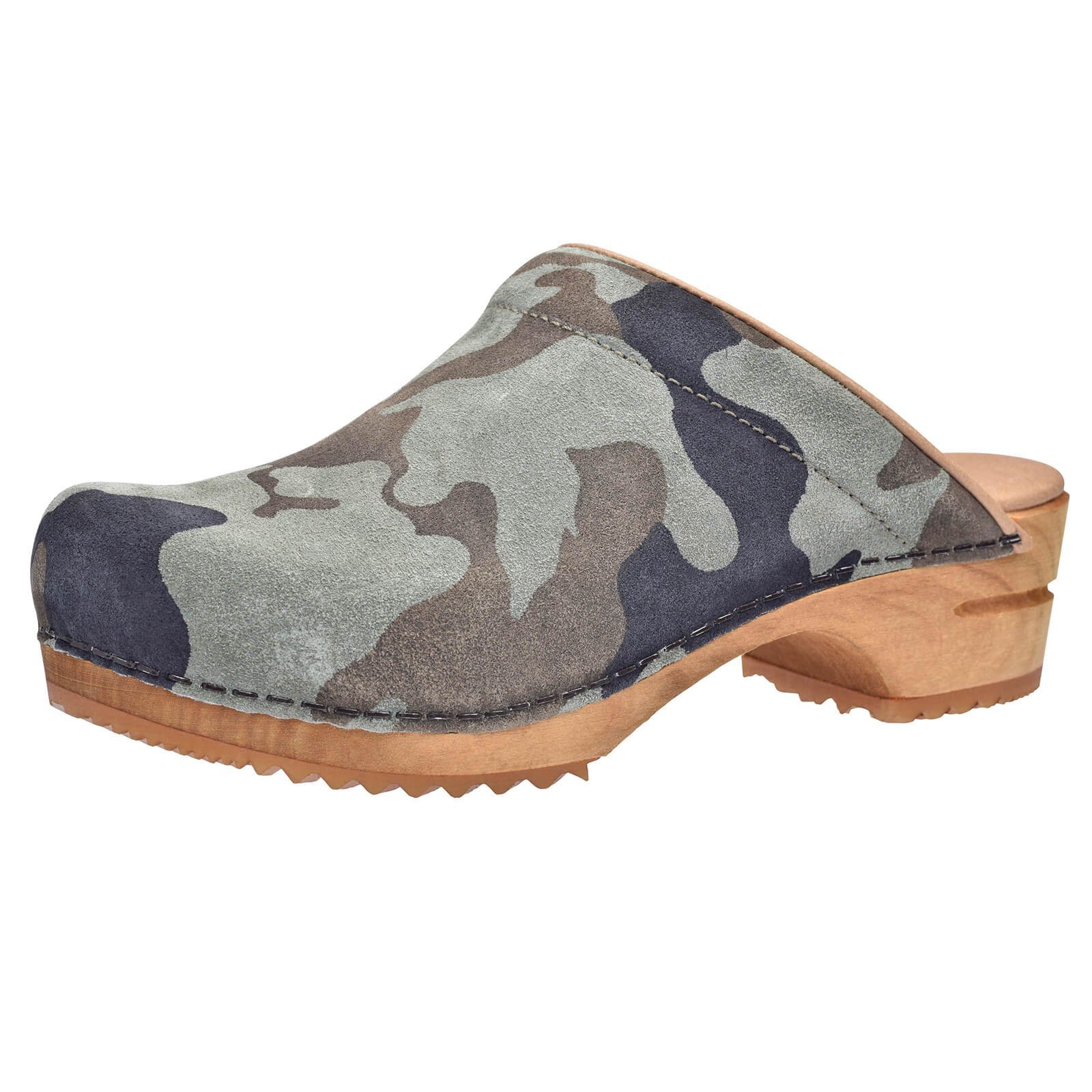 Wood-Soldi Open Clog Olive Camouflage Sandale