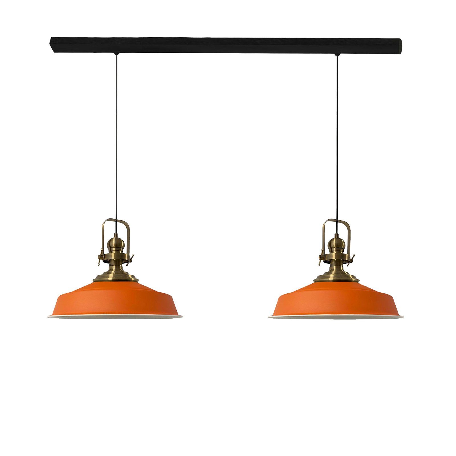 2 Flammige, aus Bamyum Vintage Pendelleuchte Asletl Hängelampe Metall Orange Lampe, Leuchtmittel ohne E27,