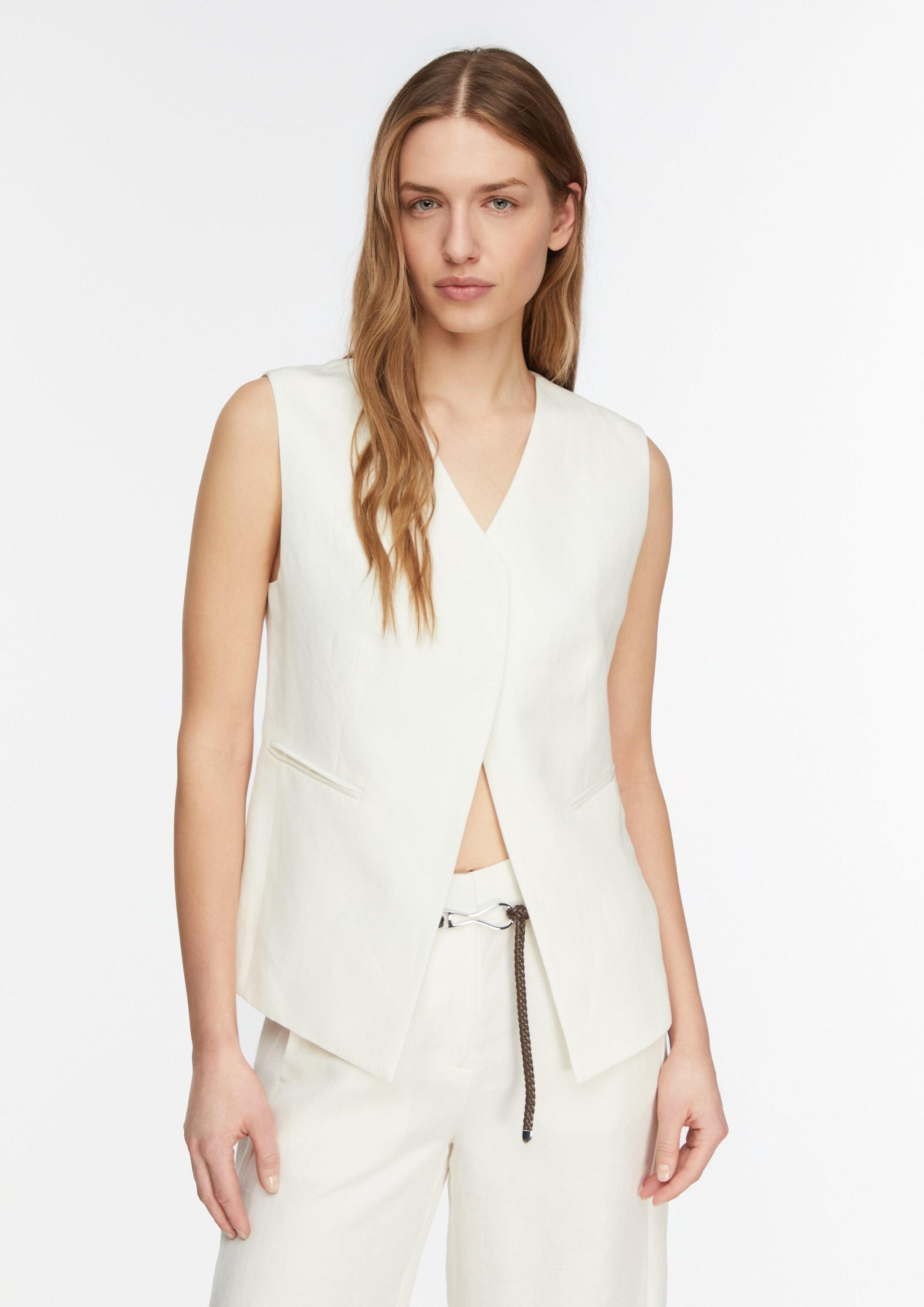 comma Funktionsweste Indoor-Weste Moderne Tencel-Leinen-Mix-Weste mit verdeckter Knopfleiste