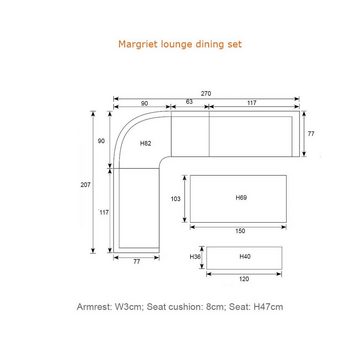 Garden Impressions Gartenlounge-Set Hohe Dining Aluminium Open Wicker Eck-Lounge Margriet 6tlg., wasserabweisende Kissen