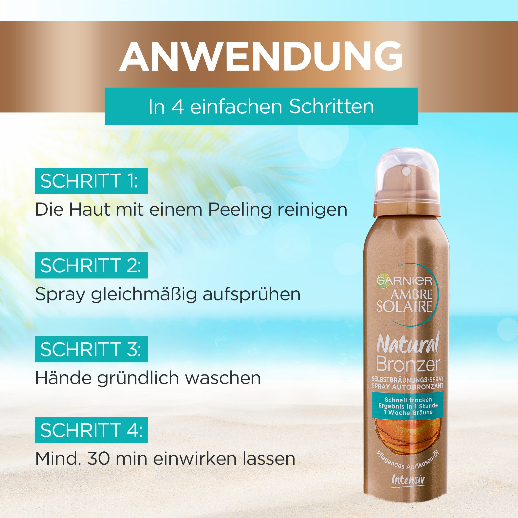 GARNIER Selbstbräunungsspray AMBRE SOLAIR NATURAL BRONZER, mit einheitlicher und natürlich wirkender Bräune