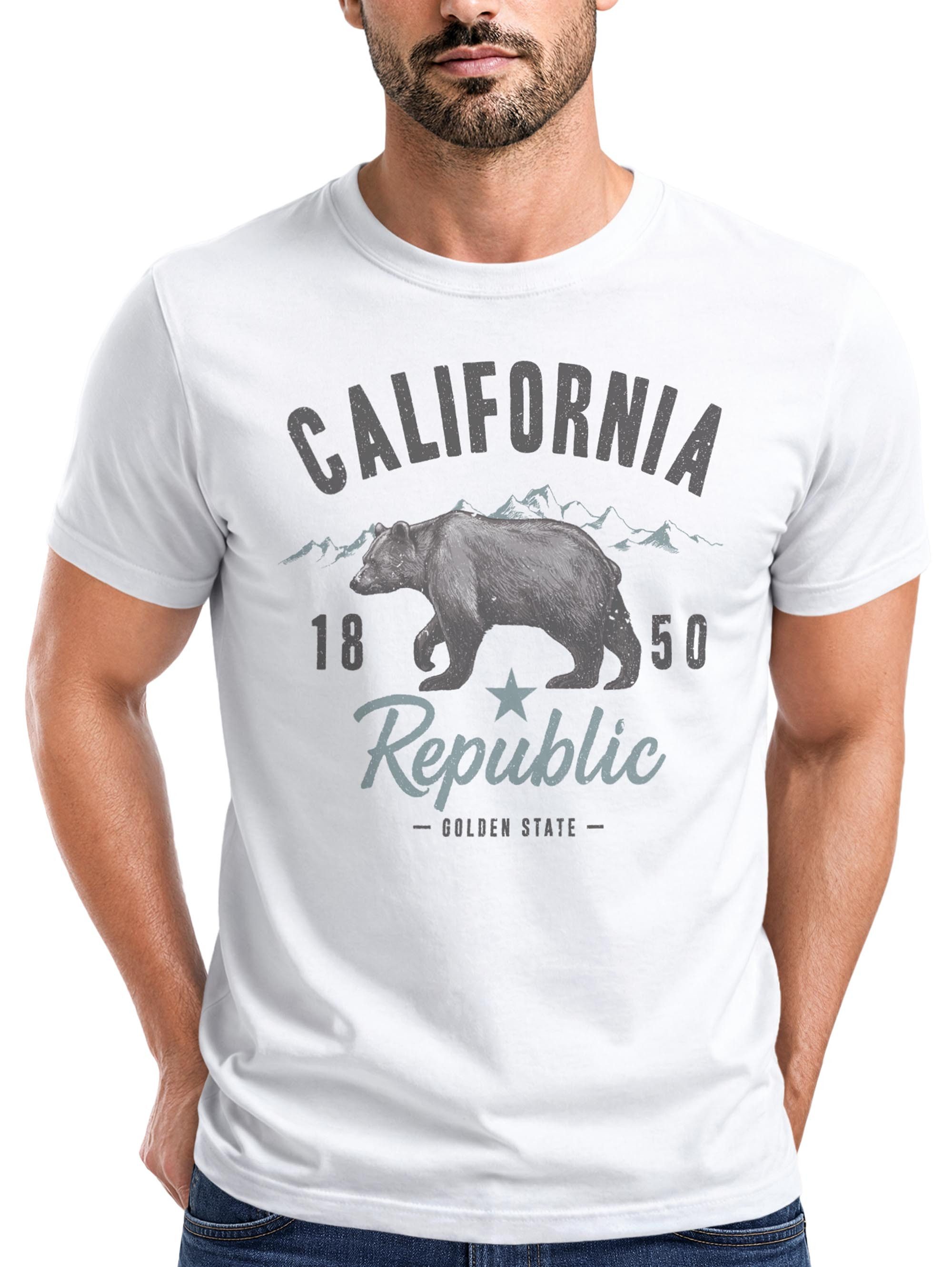 Print-Shirt Neverless® Herren T-Shirt California Sommer Summer Golden State USA