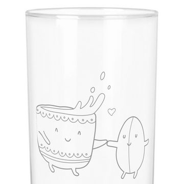 Mr. & Mrs. Panda Glas 400 ml Kaffee Bohne - Transparent - Geschenk, Tiermotive, Wasserglas, Premium Glas, Unikat durch Gravur